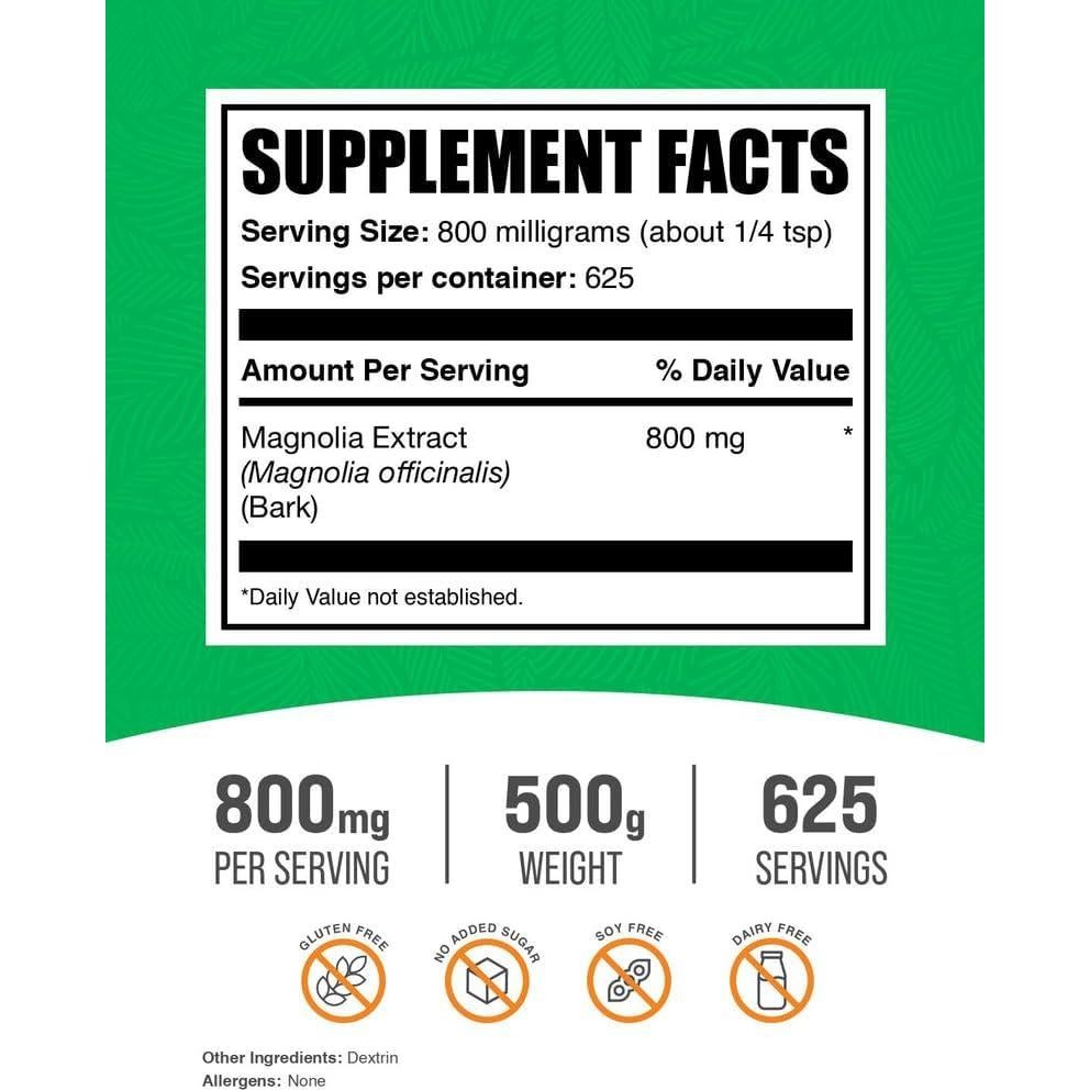 Extracto de Corteza de Magnolia BulkSupplements 500g - Sin Gluten