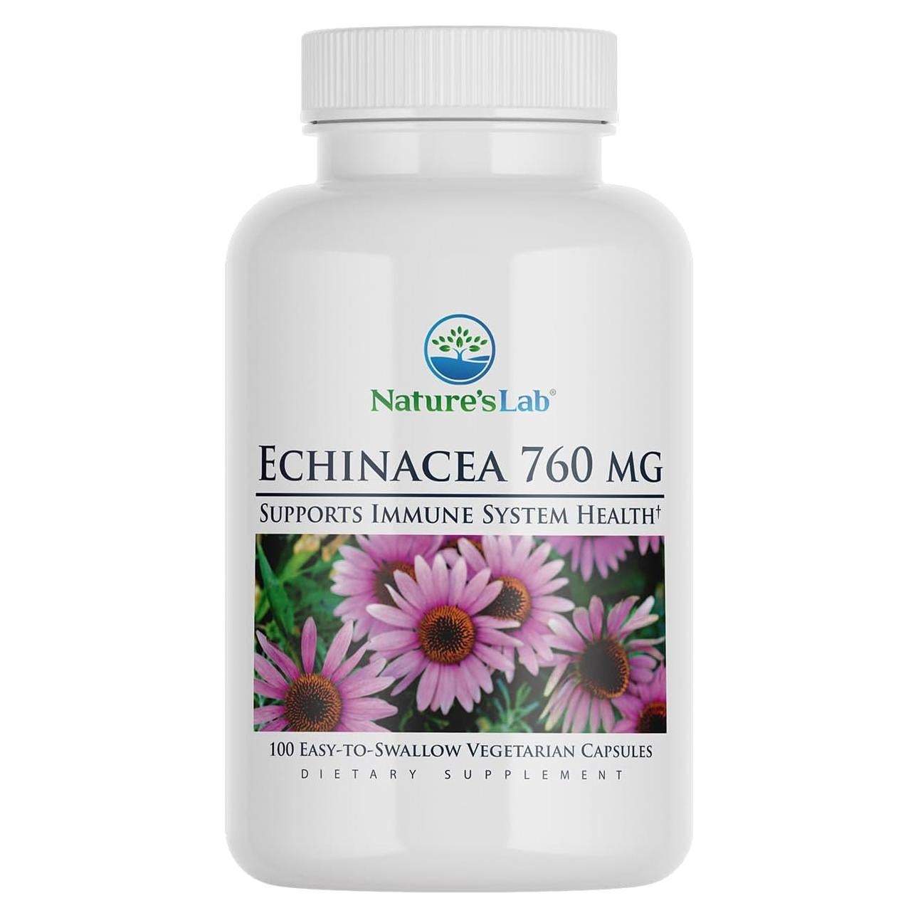 Suplemento de Equinácea Nature's Lab 760mg - 100 Cápsulas