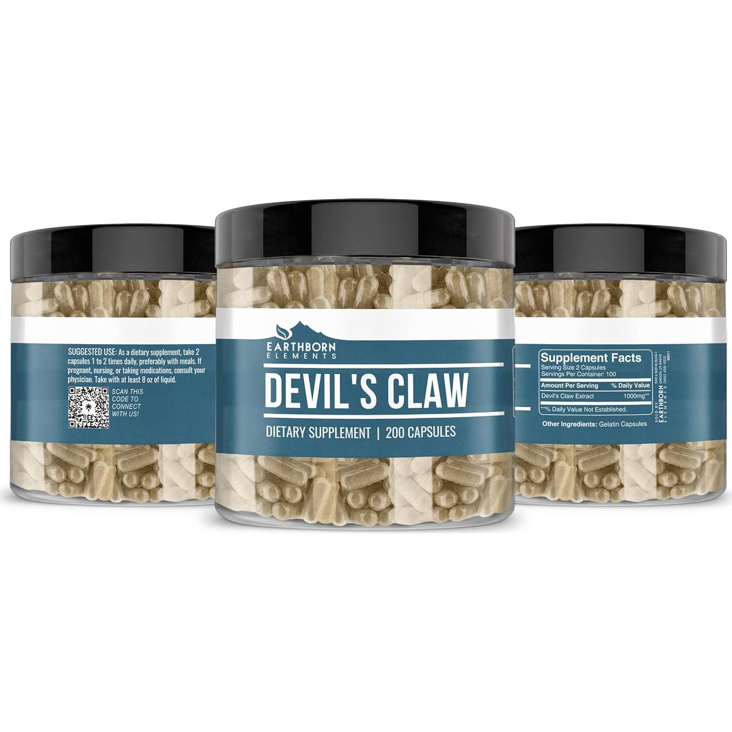 Extracto de Garra del Diablo Earthborn Elements 200 Cápsulas Puras