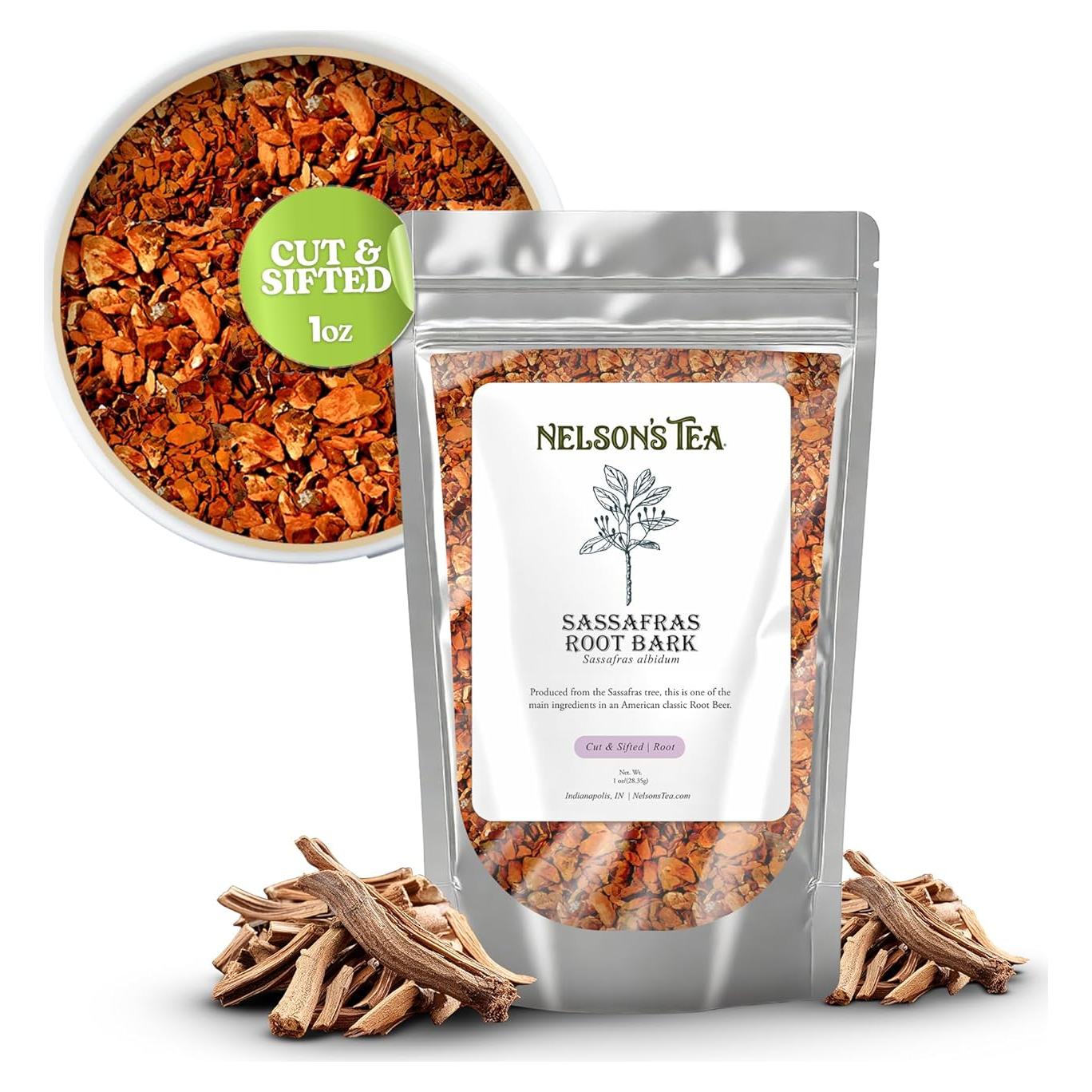 Té de Nelson - Corteza de Raíz de Sassafras 28.35g - Sin Cafeína