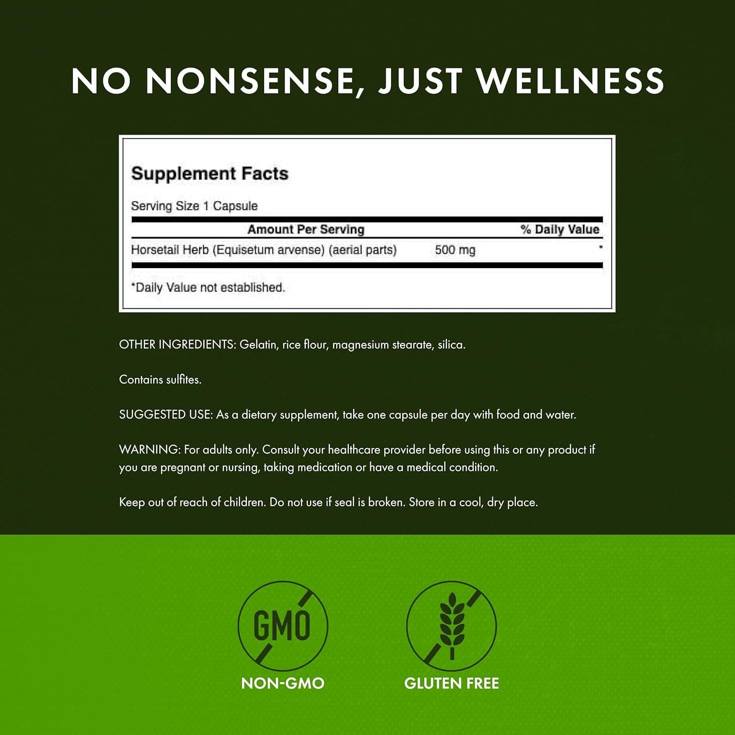 Suplemento Herbal Cola de Caballo Swanson 90 Cápsulas 500mg