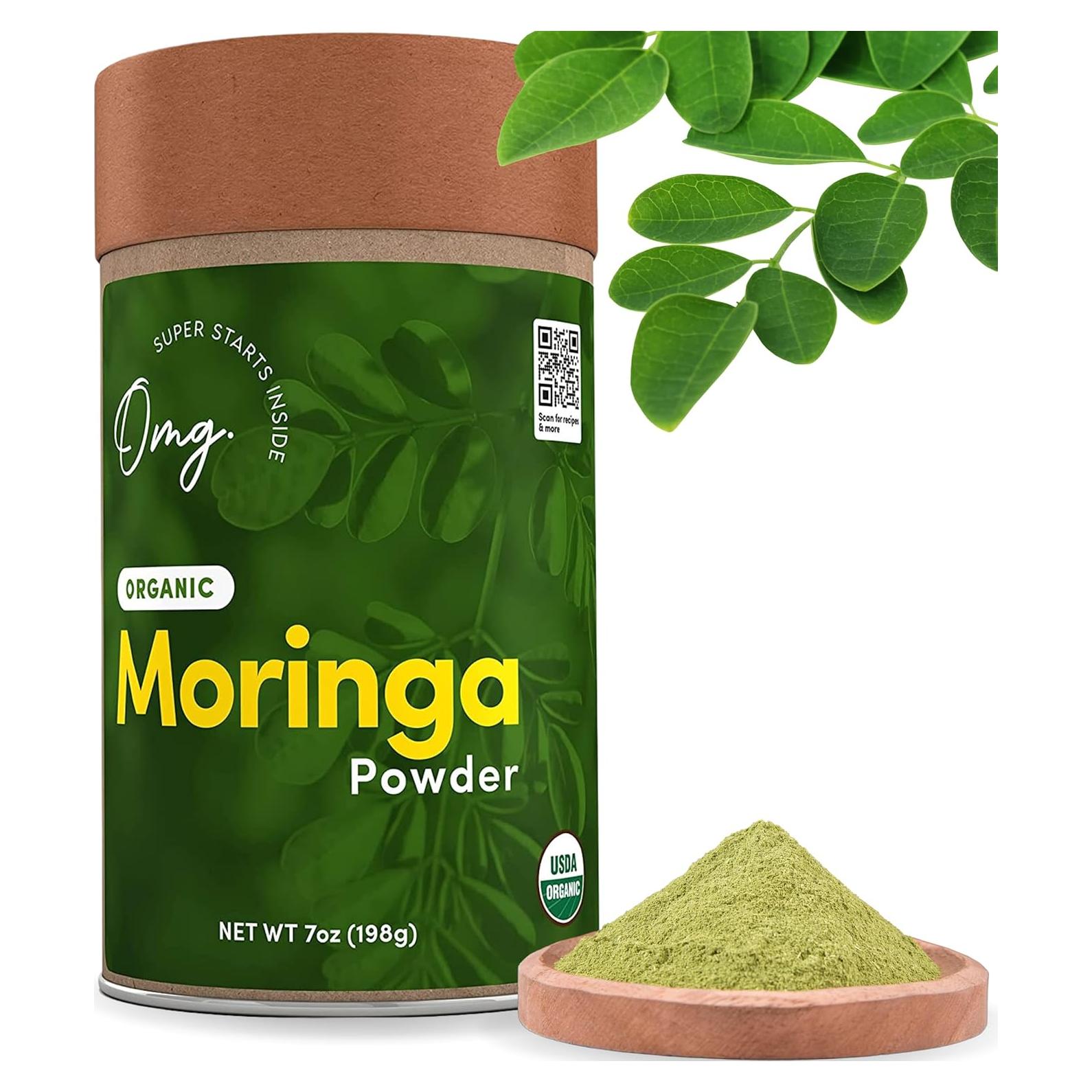 Polvo de Moringa Orgánica OMG 198 g - Fuente de Calcio y Hierro