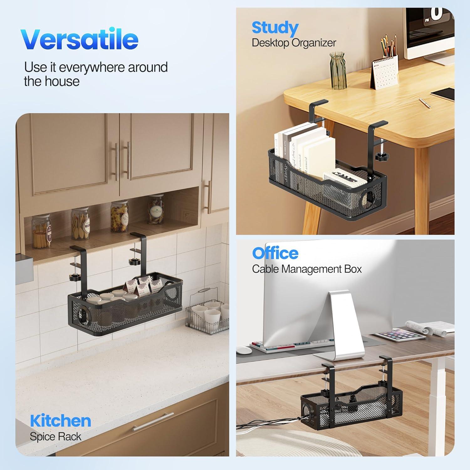 Bandeja de gestión de cables Orapoke negra para escritorio