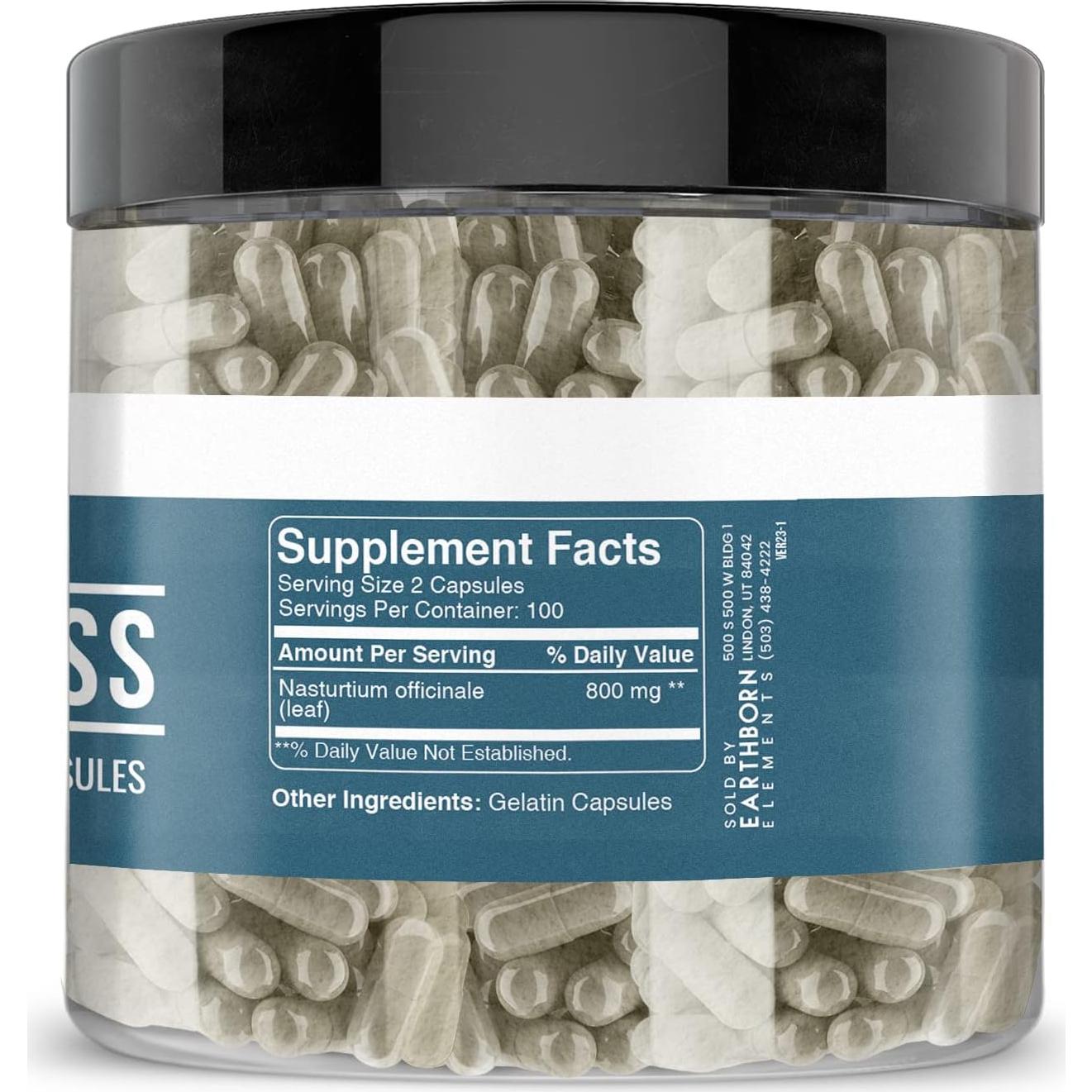 Cápsulas de Berro 200 Elementos de la Tierra, Puro y Sin Aditivos