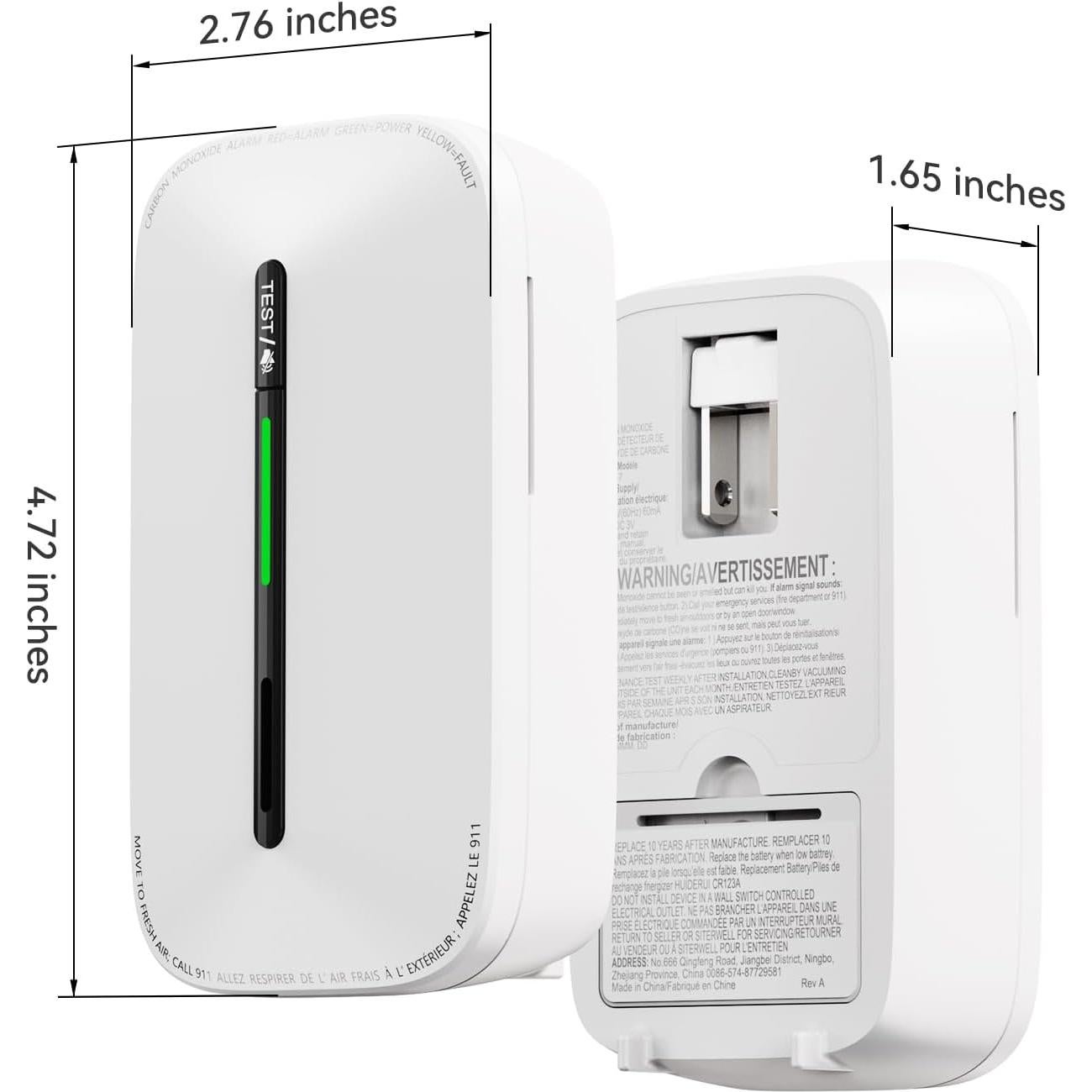 Detector de Monóxido de Carbono Jemay Plug-in con Batería 10 Años