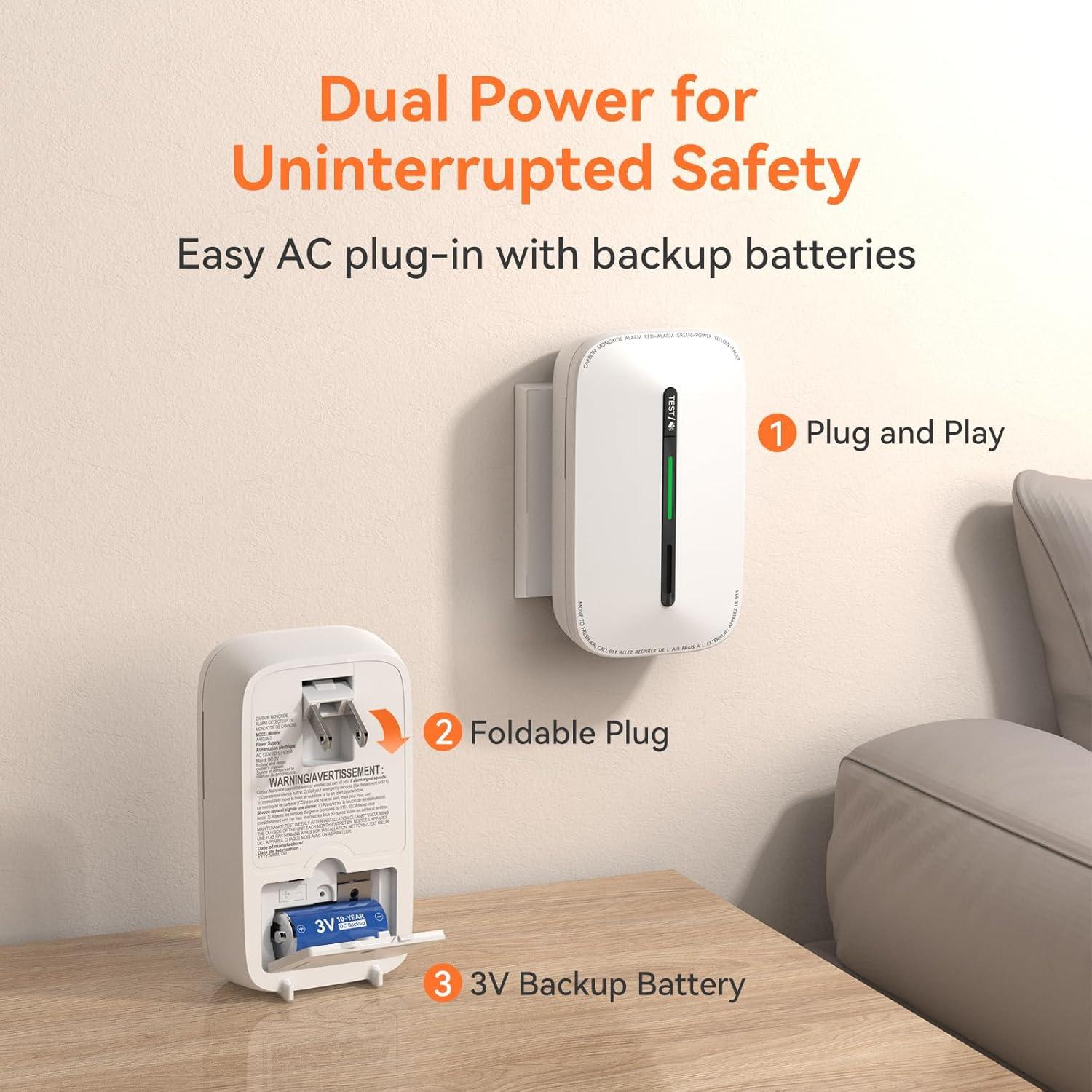 Detector de Monóxido de Carbono Jemay Plug-in con Batería 10 Años