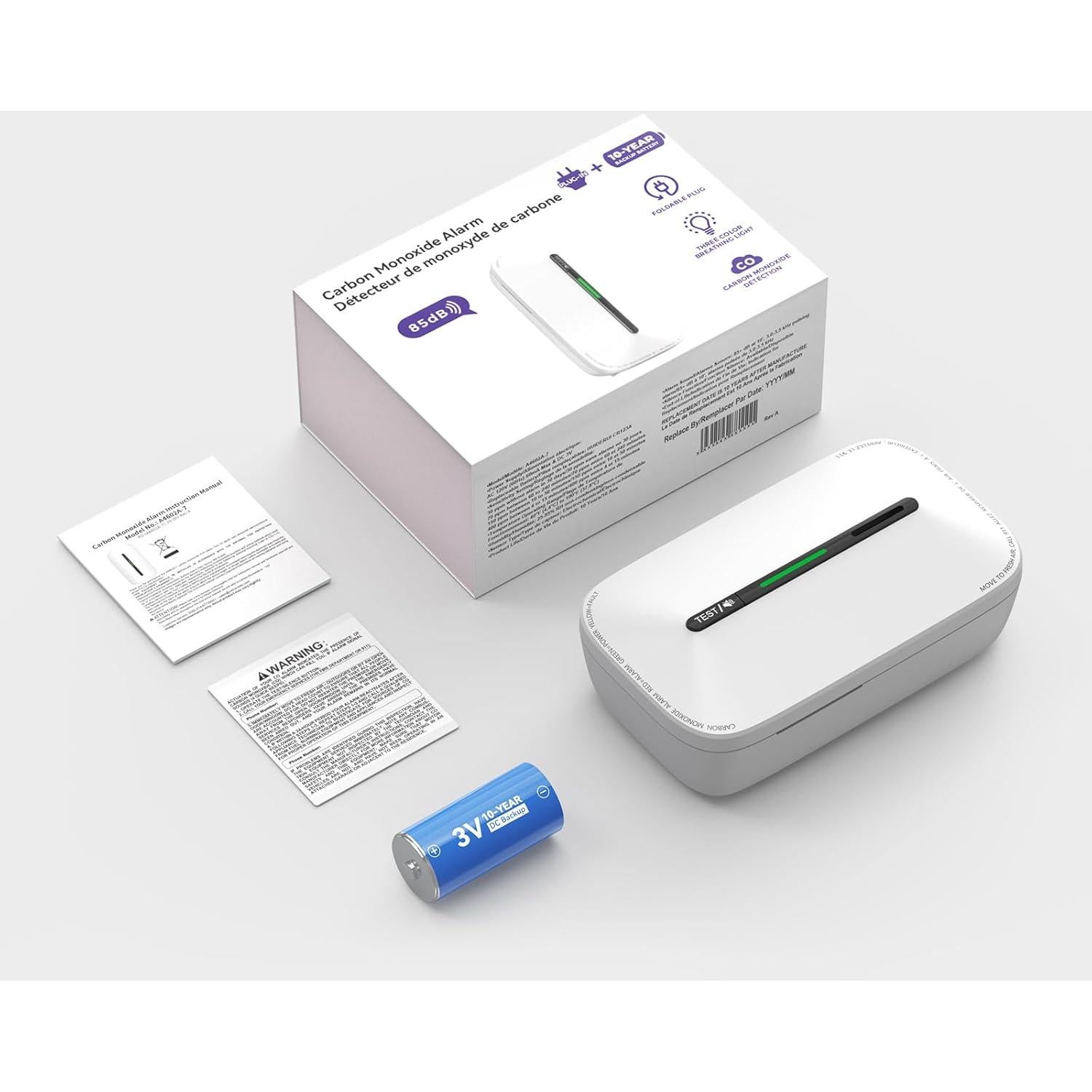 Detector de Monóxido de Carbono Jemay Plug-in con Batería 10 Años