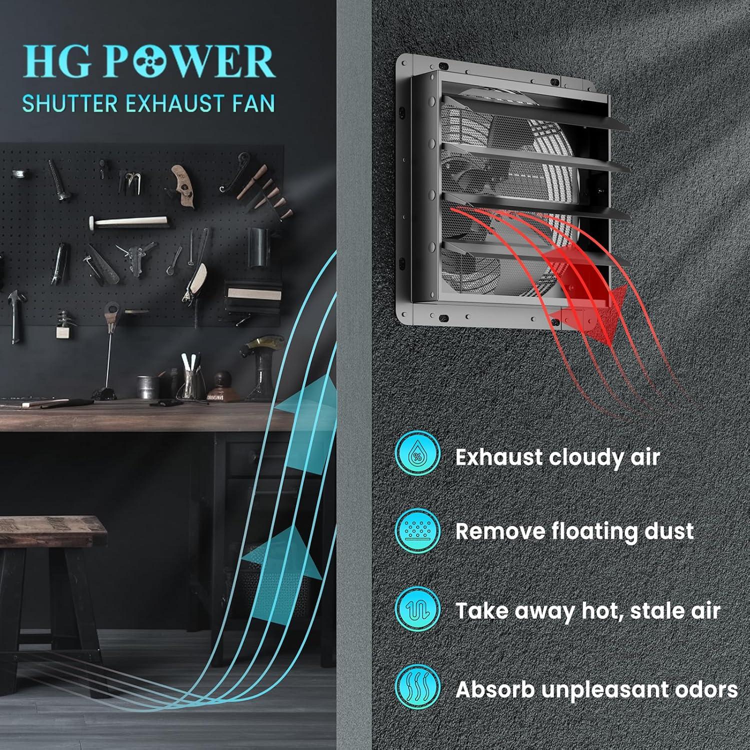 Ventilador de Escape HG Power 10" Bajo Ruido 647CFM Negro