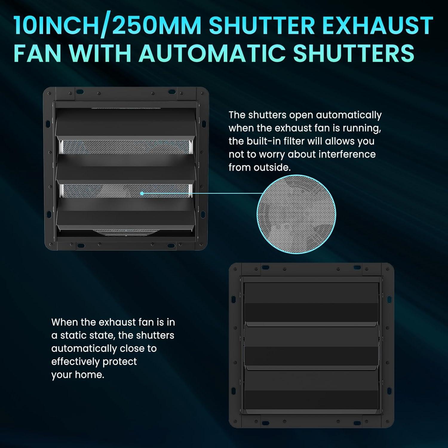 Ventilador de Escape HG Power 10" Bajo Ruido 647CFM Negro