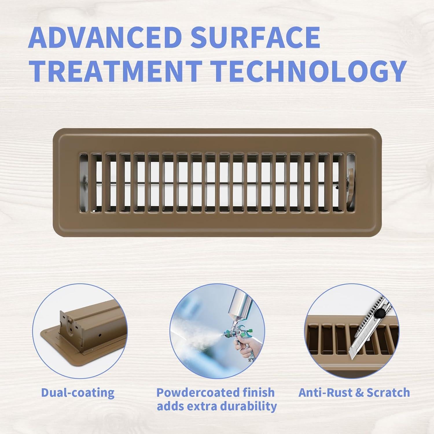 Rejillas de Piso de Acero Marrón 5.08x25.4 cm - Accord Ventilation