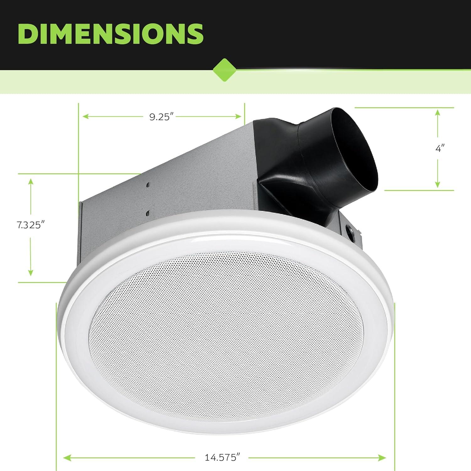 Ventilador de Baño Homewerks 7130-16-BT con Luz LED y Bluetooth