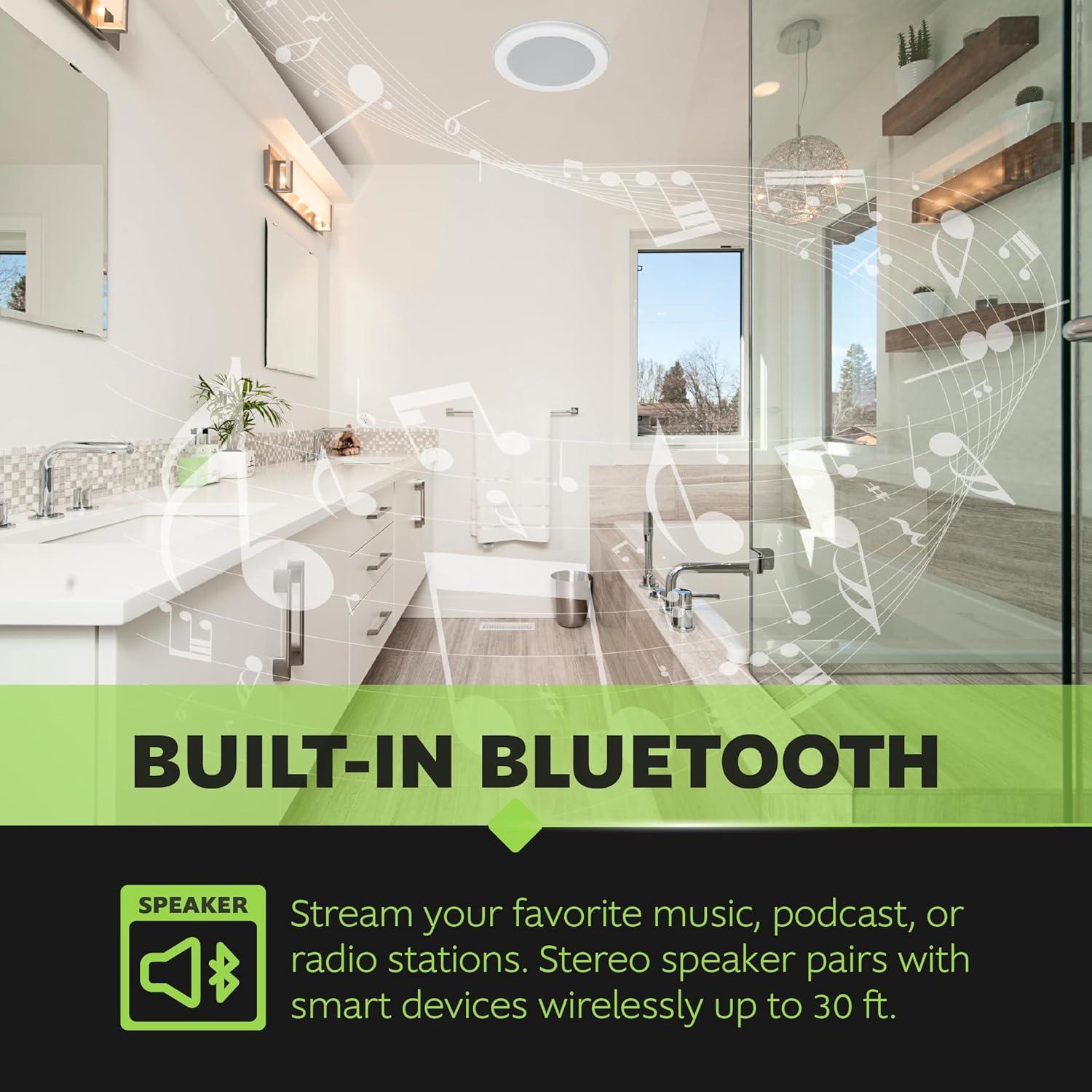 Ventilador de Baño Homewerks 7130-16-BT con Luz LED y Bluetooth