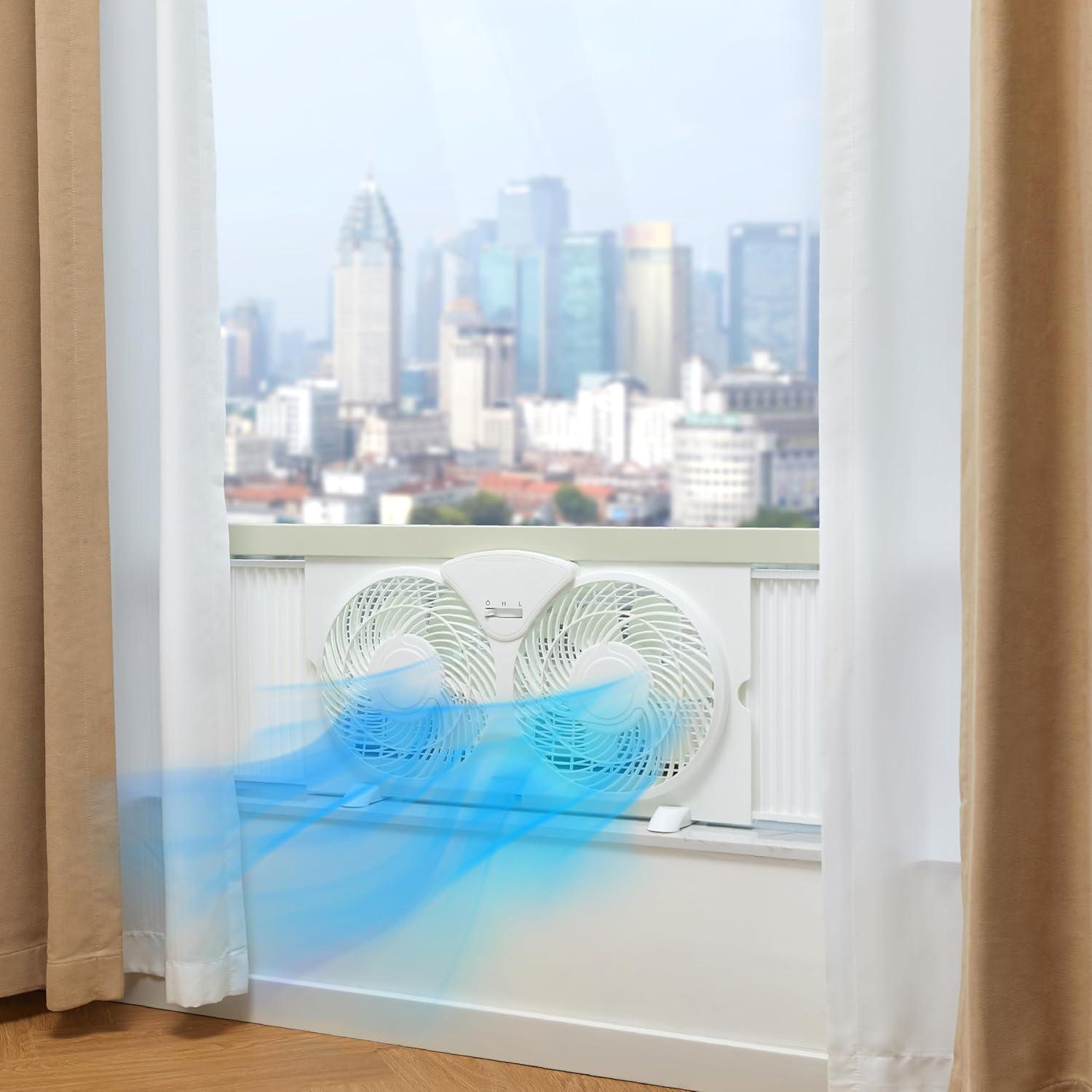 Ventilador de Ventana Amazon Basics 23 cm 2 Velocidades Blanco