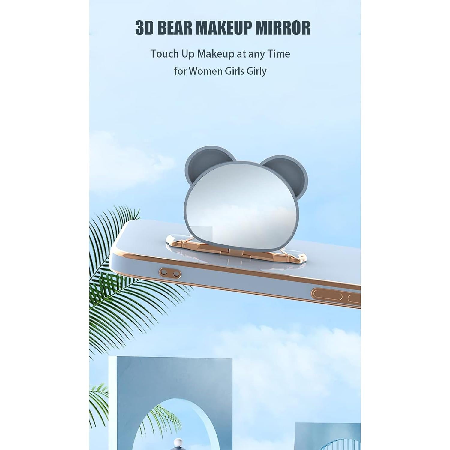 Funda Losin para iPhone 14 Pro Max con Soporte Espejo 3D Oso