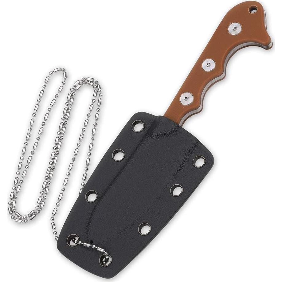 Cuchillo de Cuello QSP Neckmuk D2 73 mm Mango G10 Marrón