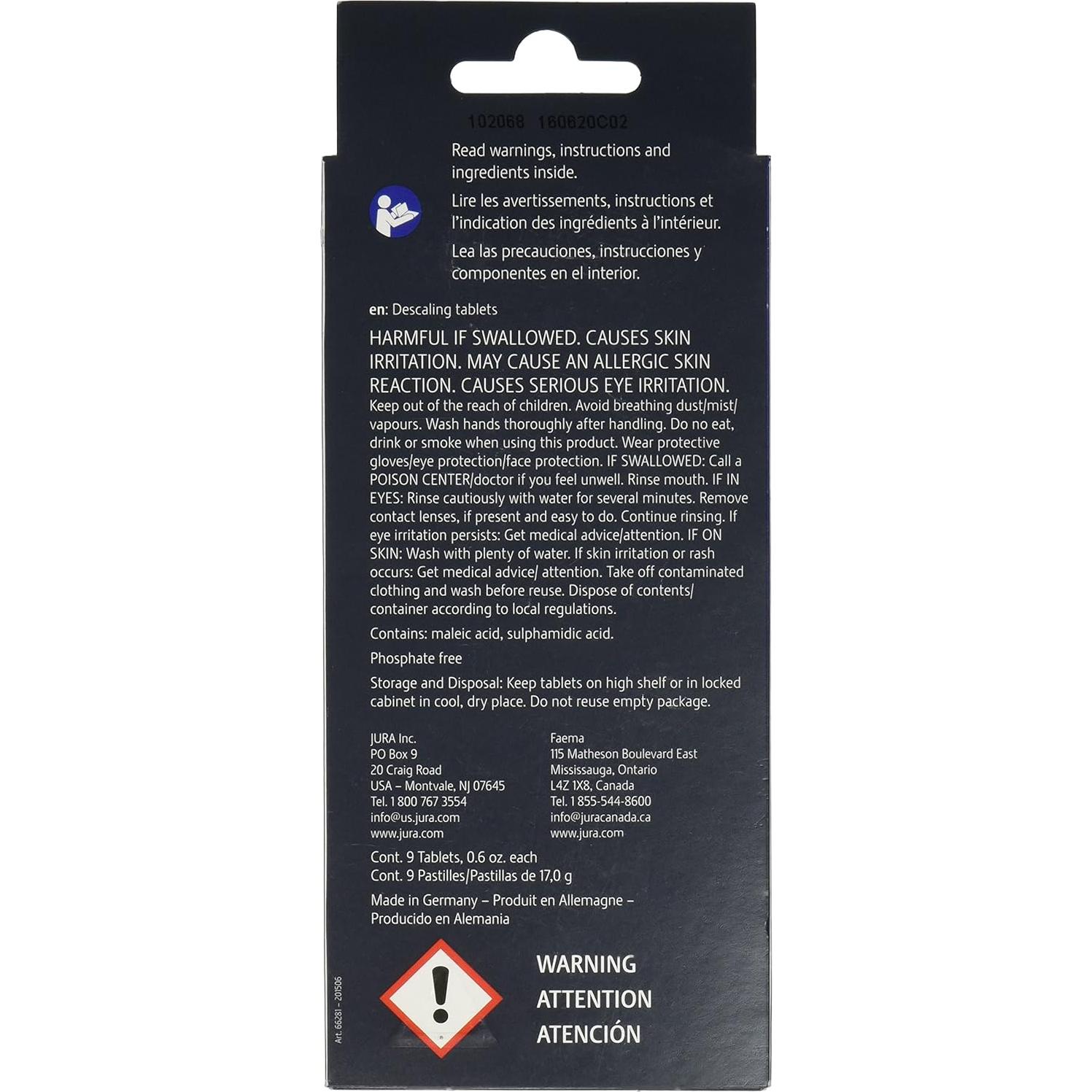 Tabletas Descalcificantes Jura-Capresso 9 Unidades 66281