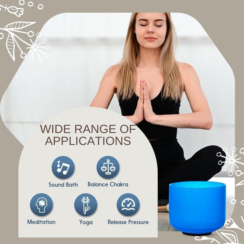 Tazón de Canto de Cuarzo Cristal 20 cm Nota G Azul - Sanación