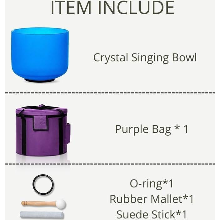 Tazón de Canto de Cuarzo Cristal 20 cm Nota G Azul - Sanación