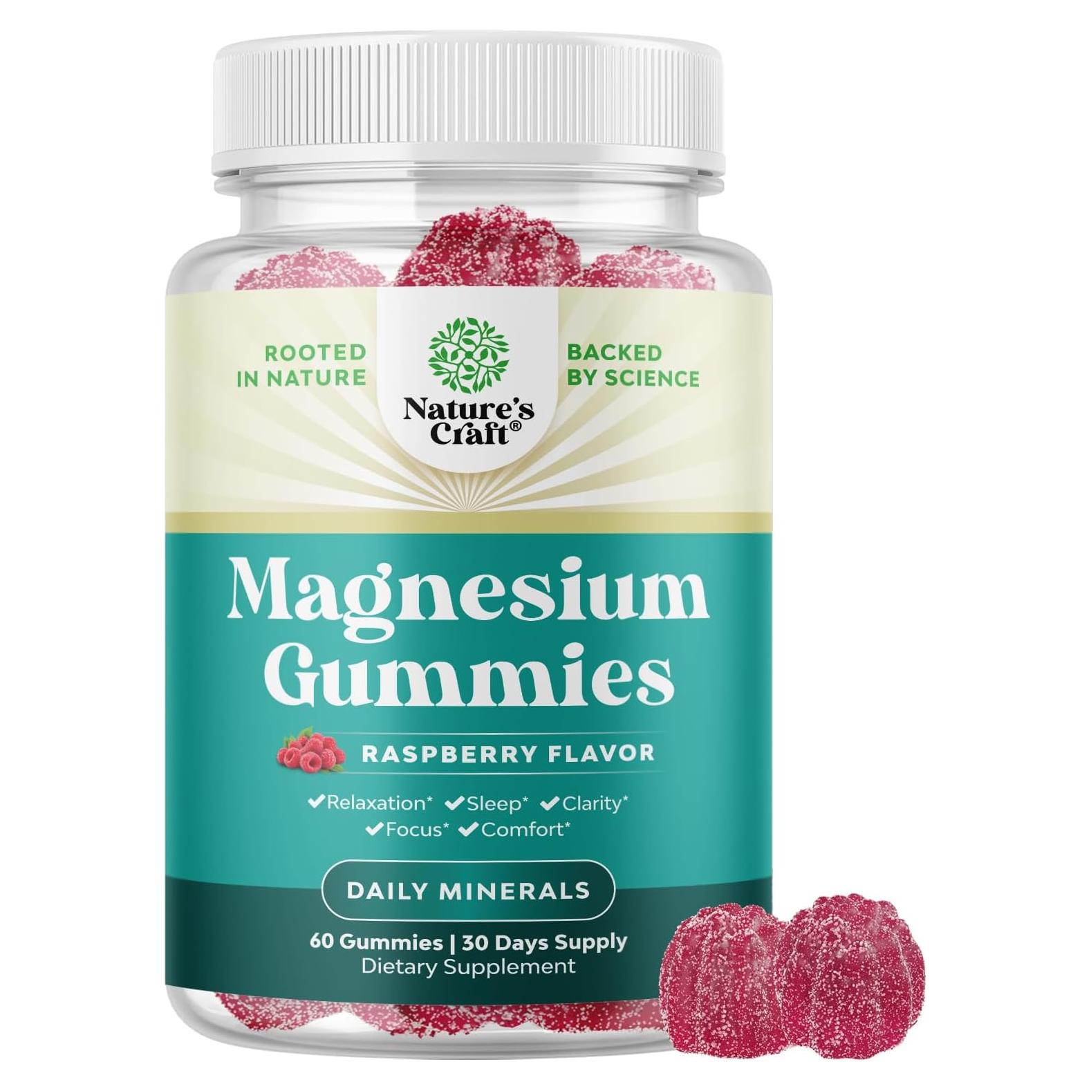 Gomitas de Magnesio Calmante Natures Craft 60 Unidades Frambuesa