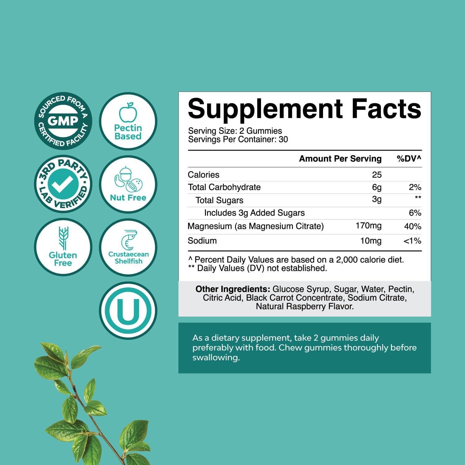 Gomitas de Magnesio Calmante Natures Craft 60 Unidades Frambuesa