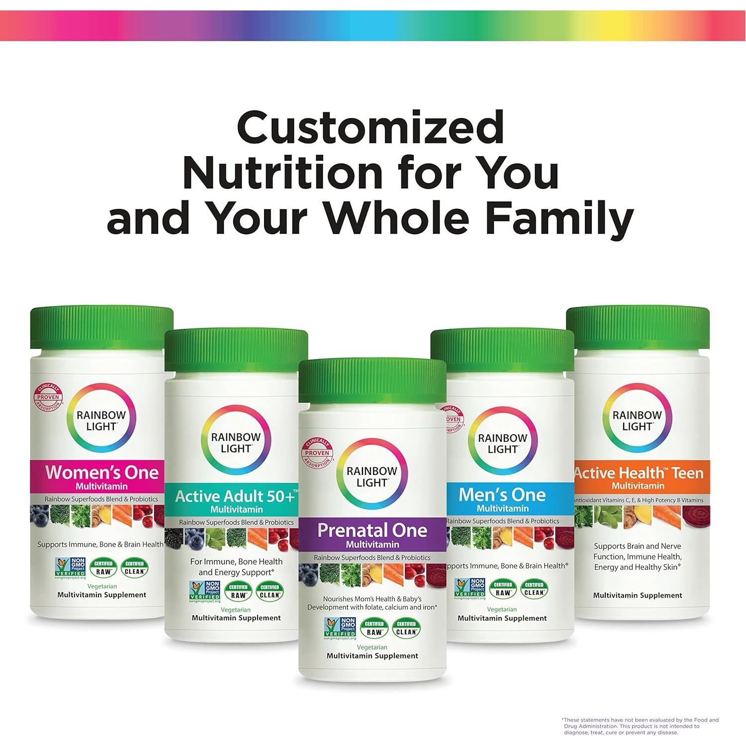 Multivitamina Rainbow Light Adulto Activo 50+, 90 Tabletas