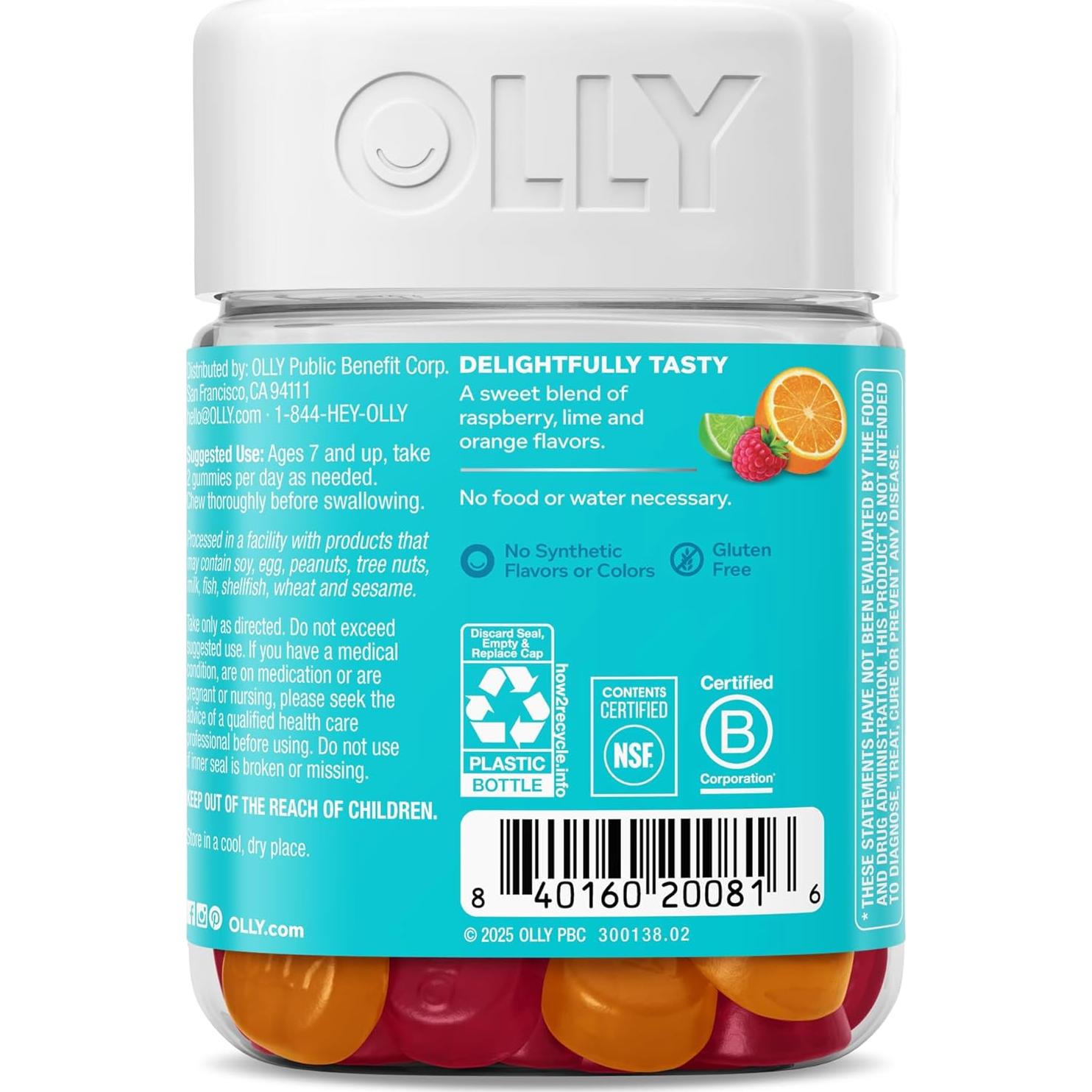 Gomitas OLLY Kids Chillax 50 Conteo Sabor Sorbete - Suplemento Calmante
