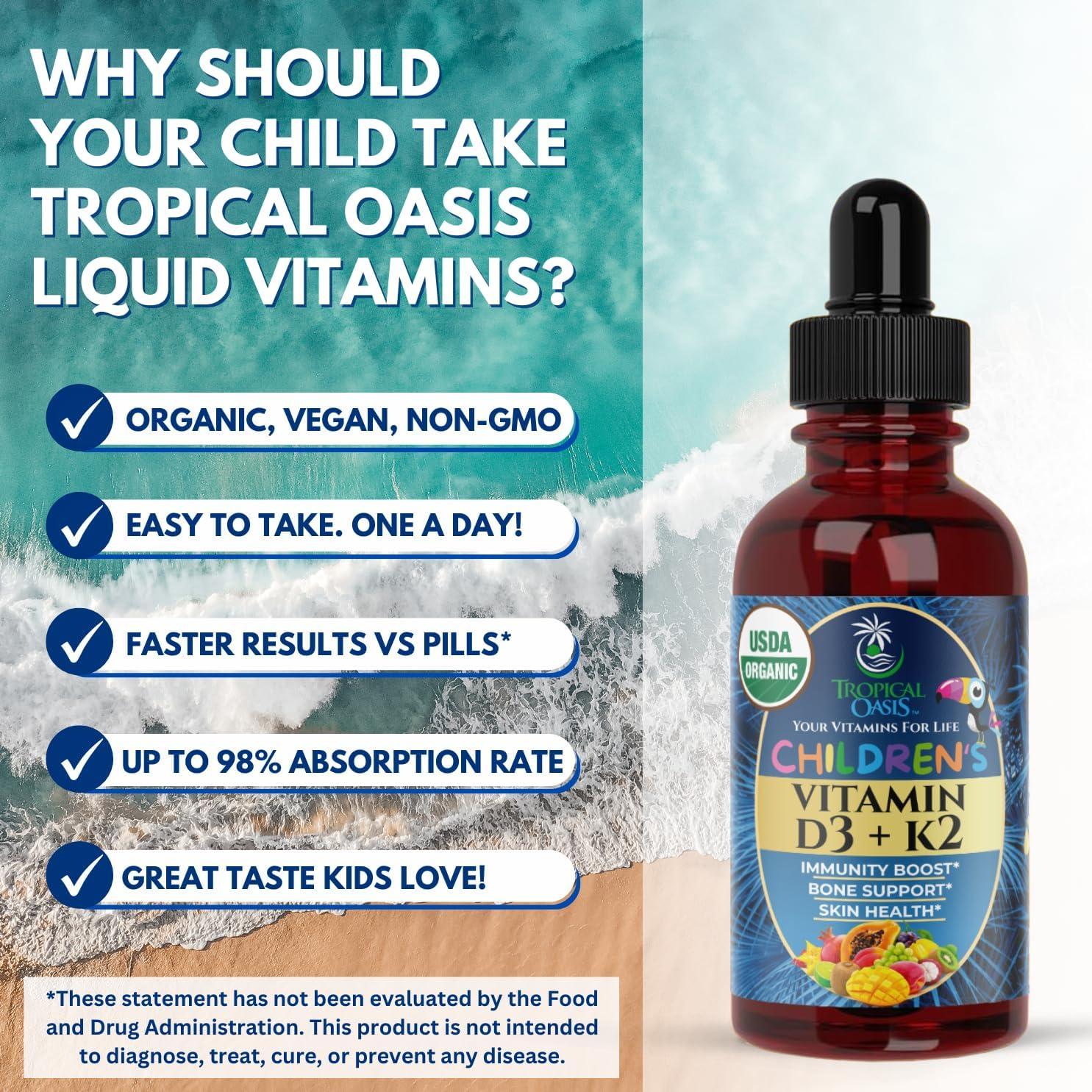 Gotas Líquidas de Vitamina D3 K2 Orgánica Tropical Oasis 59 ml