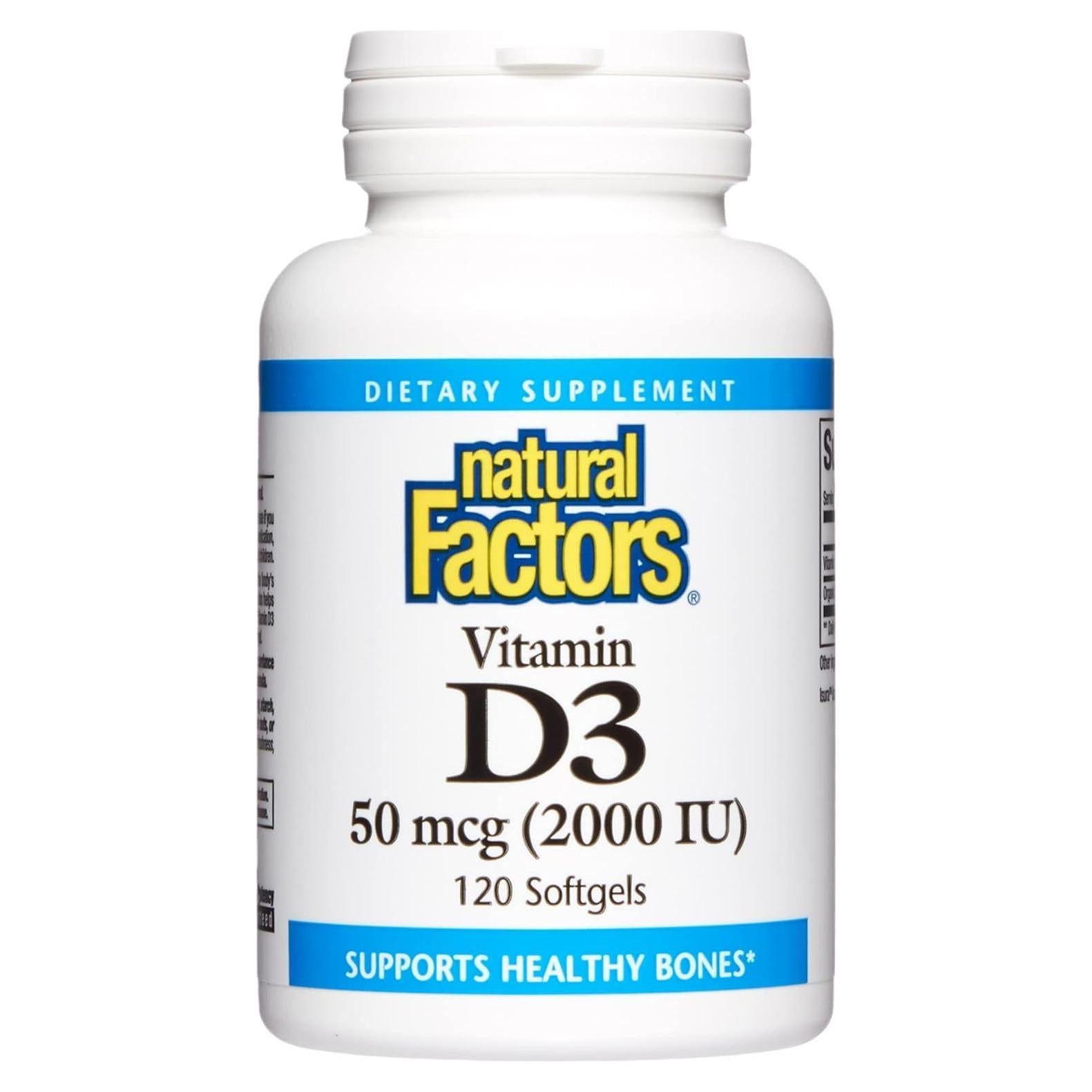 Vitamina D3 2000 UI Factores Naturales 120 Gelatinas Blandas