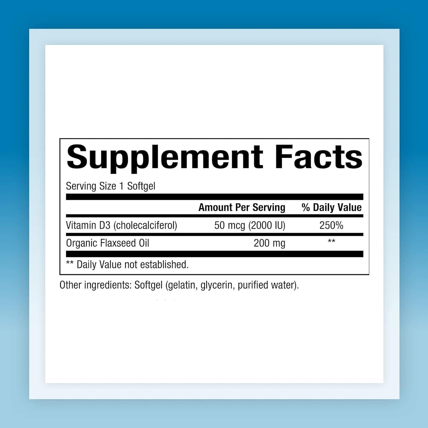 Vitamina D3 2000 UI Factores Naturales 120 Gelatinas Blandas