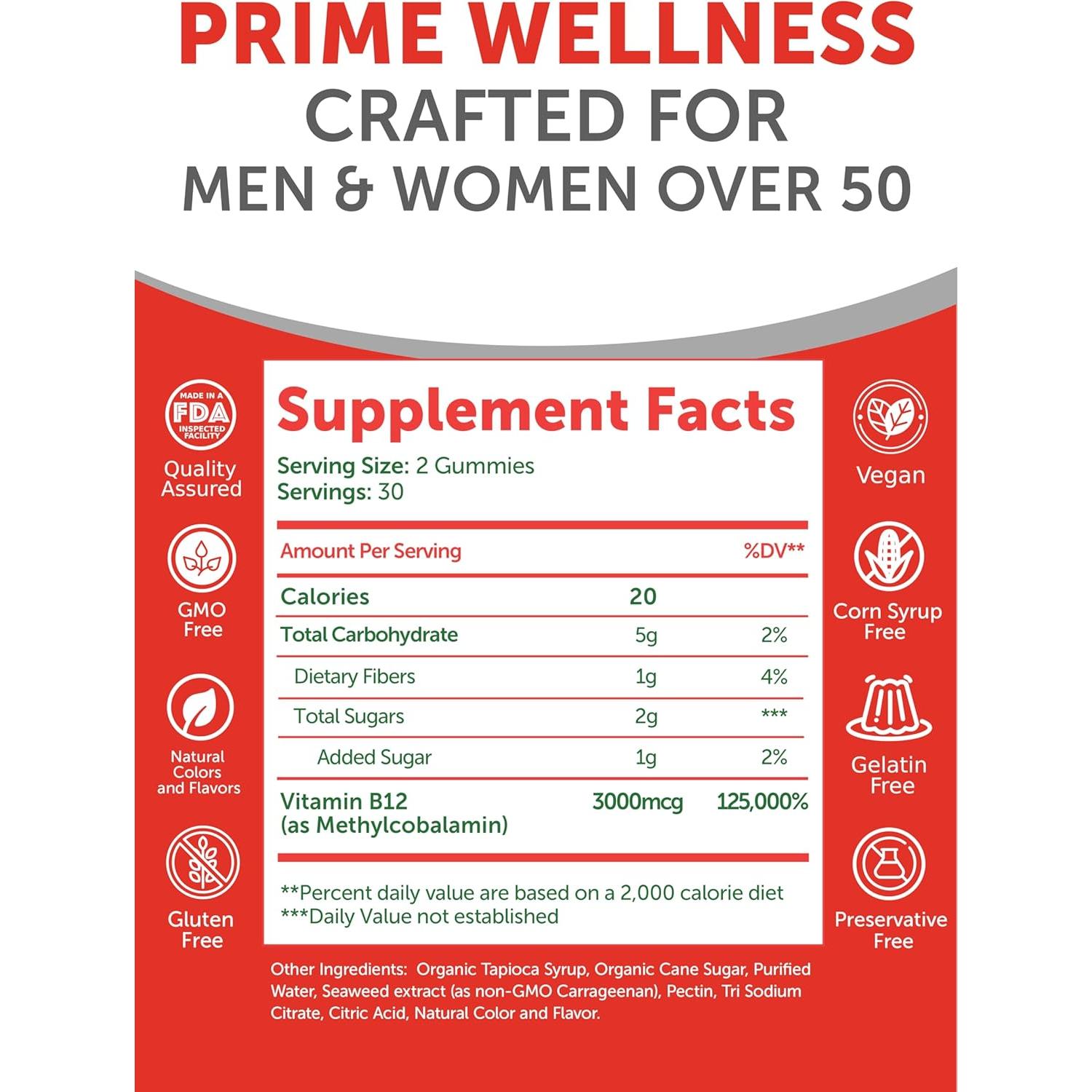 Gomas de Vitamina B12 Lunakai 60ct Sabor Naranja 50+