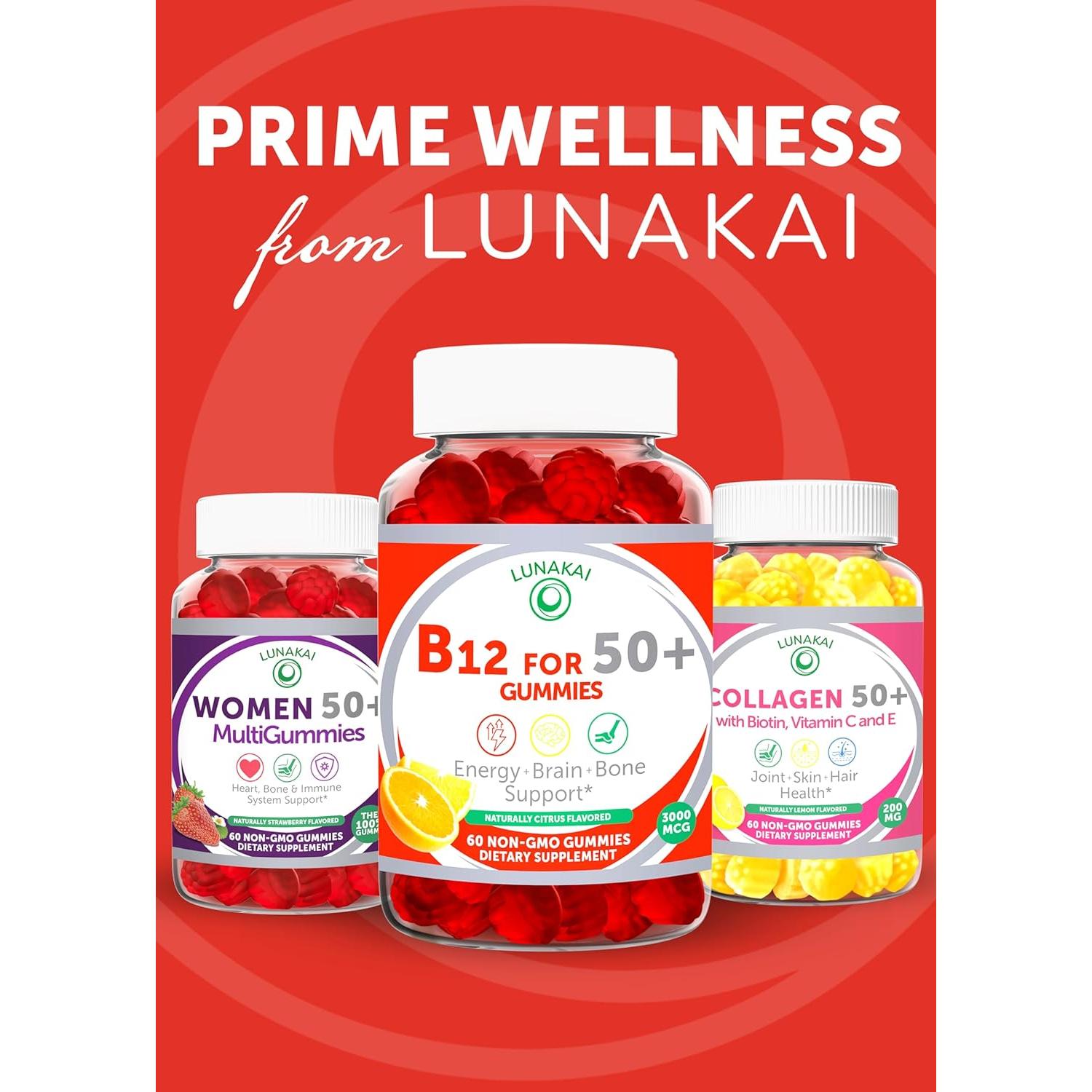 Gomas de Vitamina B12 Lunakai 60ct Sabor Naranja 50+