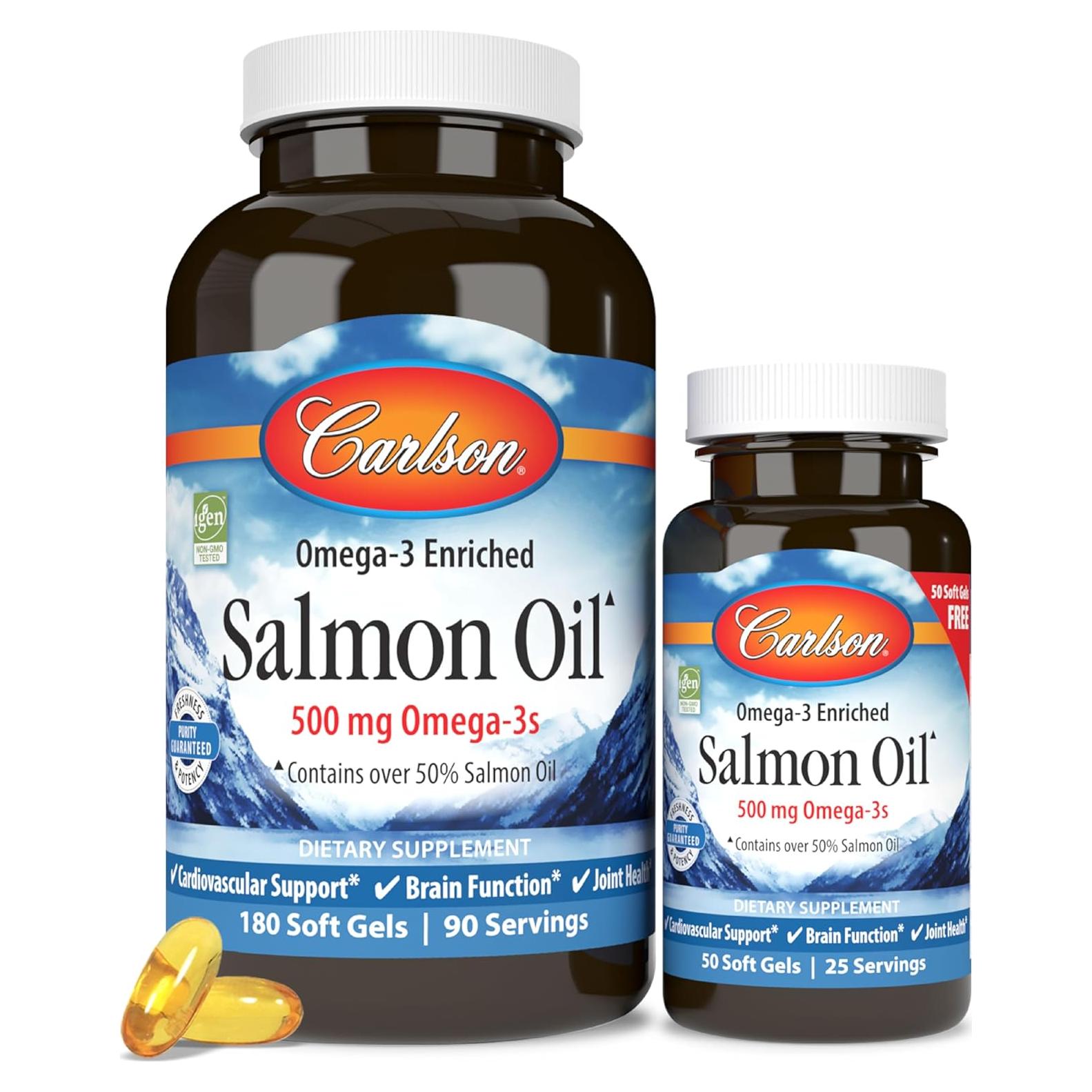 Carlson Aceite de Salmón Noruego 500 mg Omega-3 180 Cápsulas