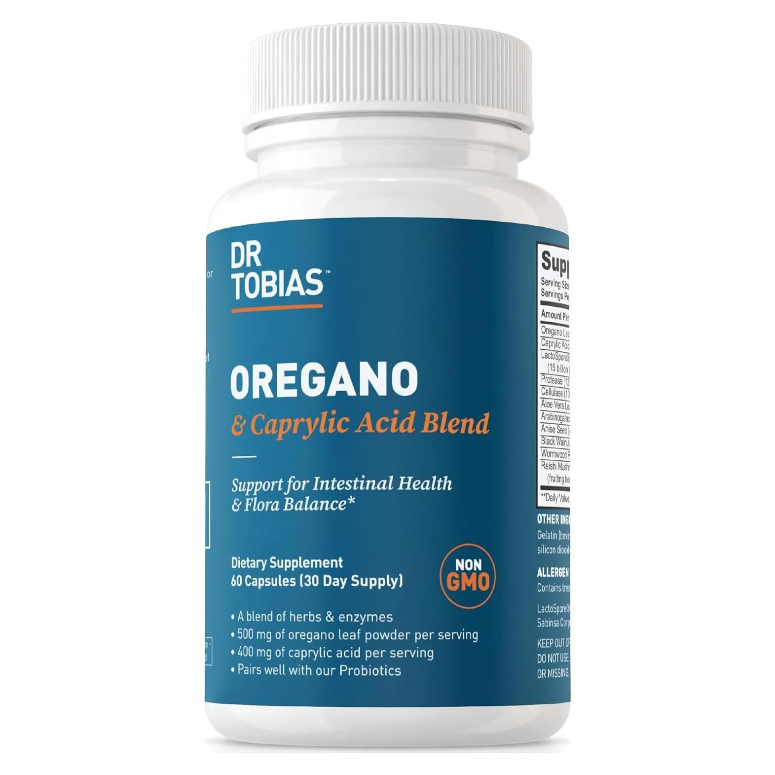 Suplemento Intestinal Dr. Tobias con Oregano y Ácido Caprílico 60 Cápsulas