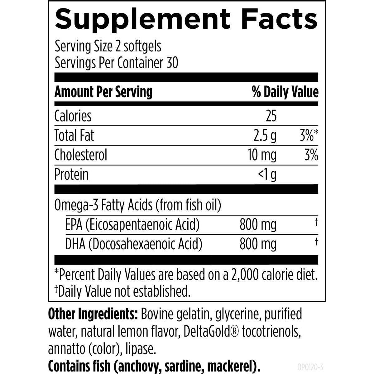 Suplemento Omega-3 OmegAvail Hi-Po 1600mg EPA/DHA 60 Gelatinas