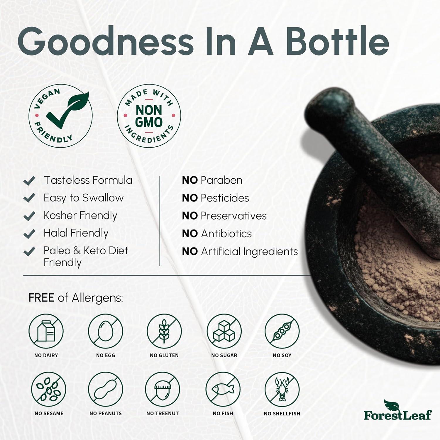 Glicinato de Magnesio 400mg ForestLeaf - 180 Cápsulas Alta Absorción