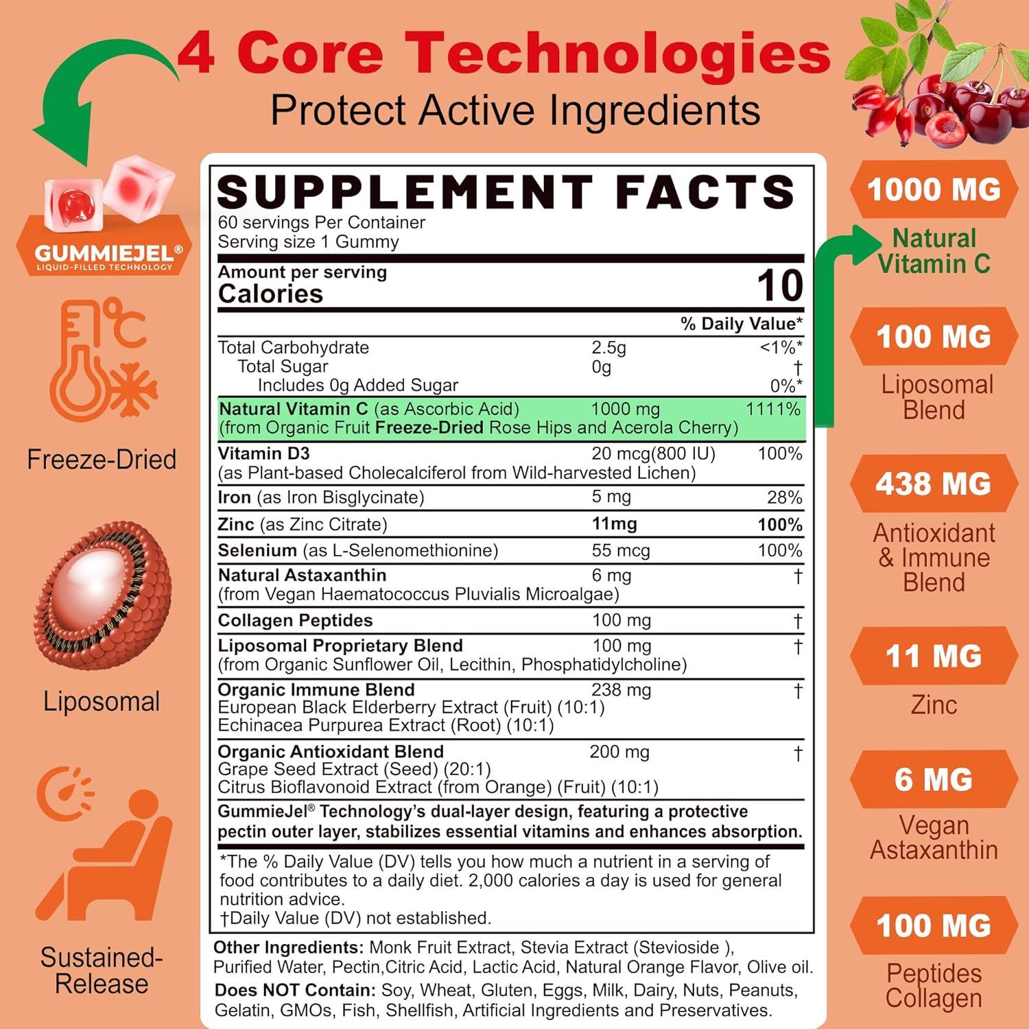 Gomitas de Vitamina C Liposomal LILICARE 1000mg Sin Azúcar