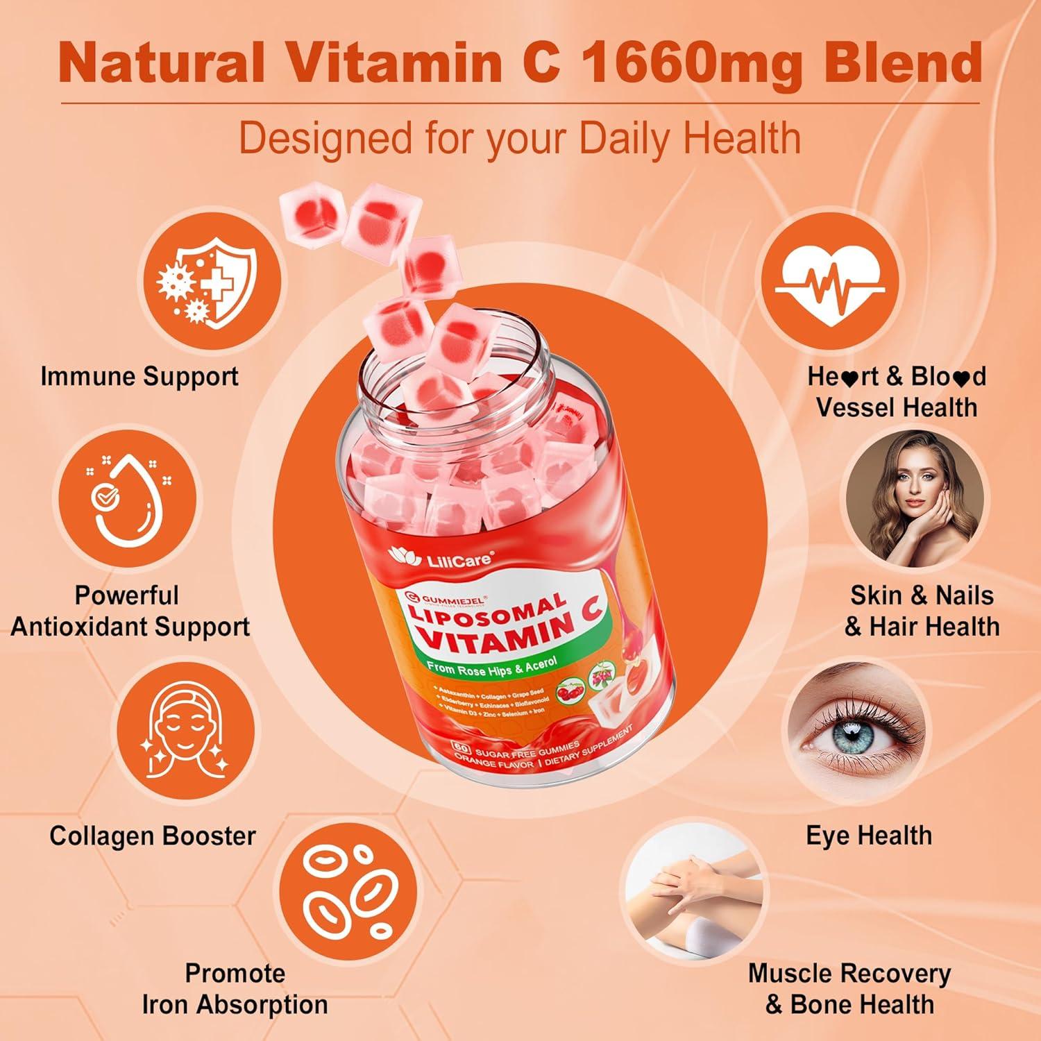 Gomitas de Vitamina C Liposomal LILICARE 1000mg Sin Azúcar