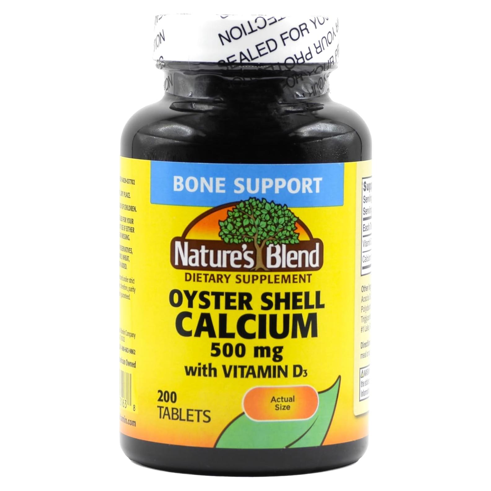 Calcio de Concha de Ostra Nature's Blend con D3 200 Tabletas