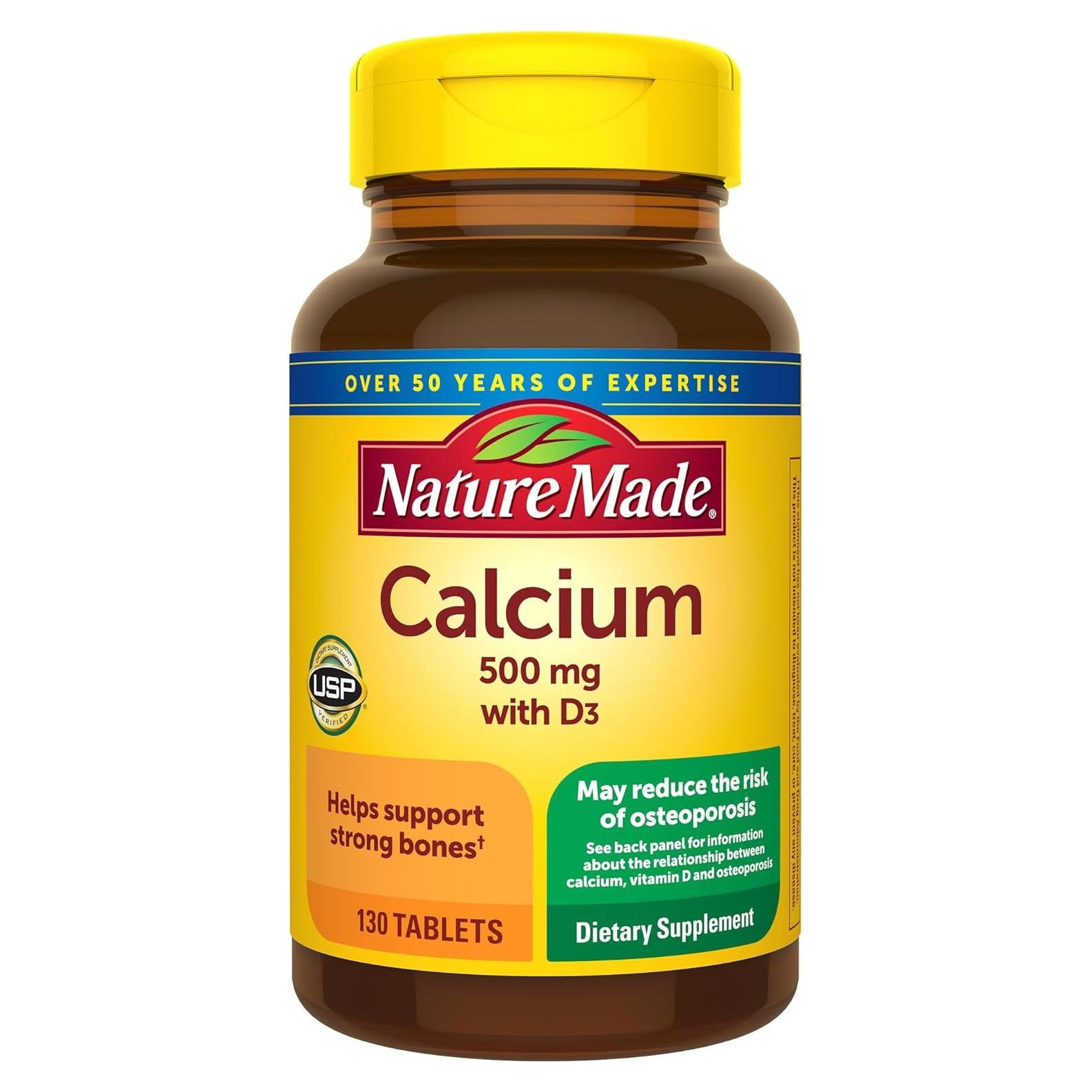 Nature Made Calcio 500 mg con Vitamina D3 - 130 Tabletas
