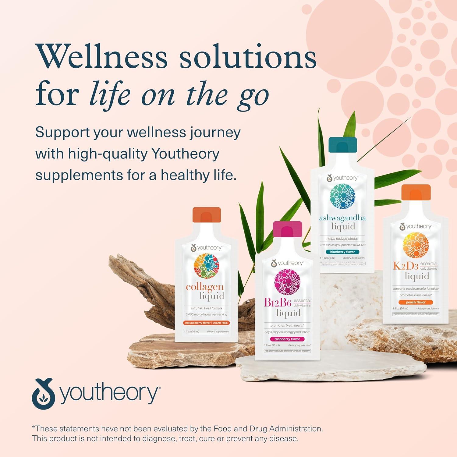 Youtheory Colágeno Líquido 5000 mg - Sabor Baya - 12 Porciones