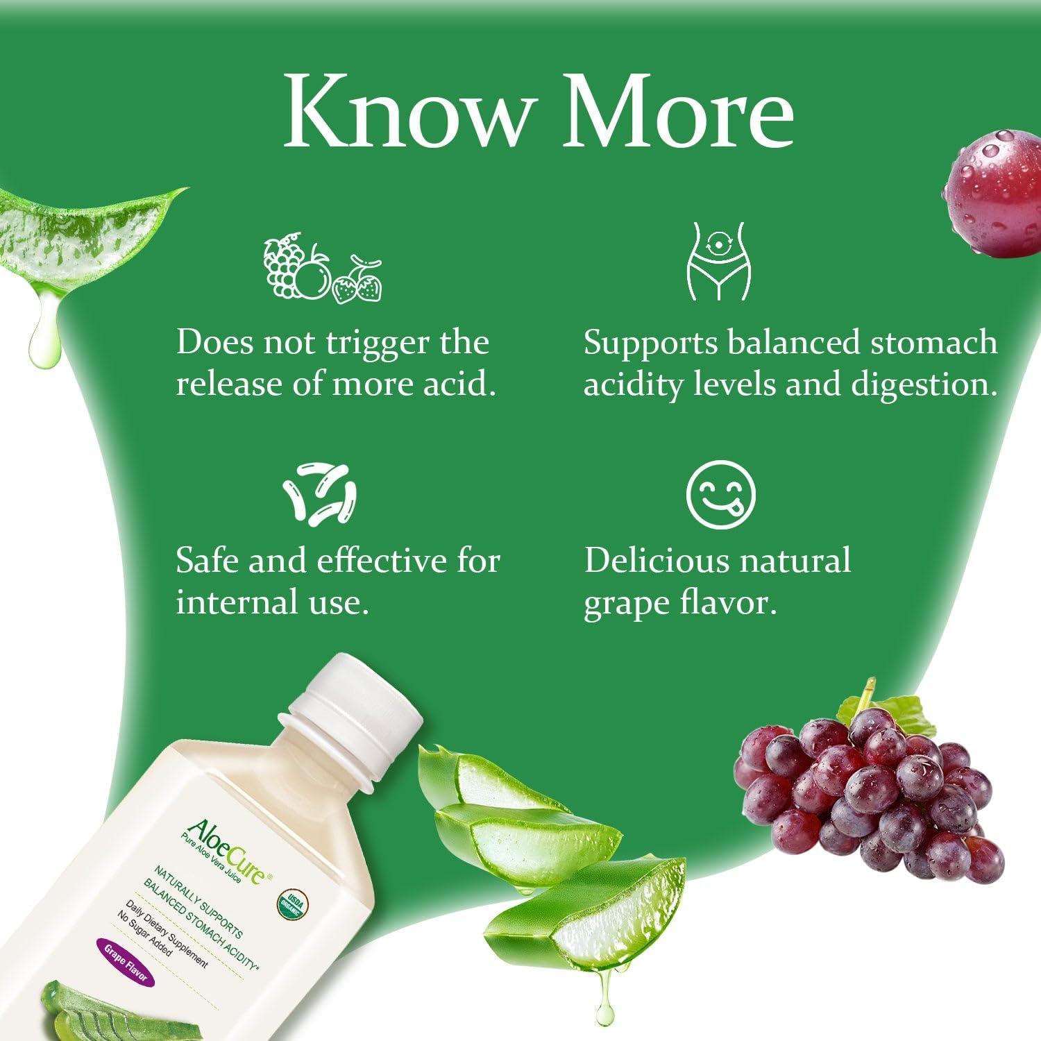 Jugo de Aloe Vera Orgánico AloeCure 473ml Sabor Uva