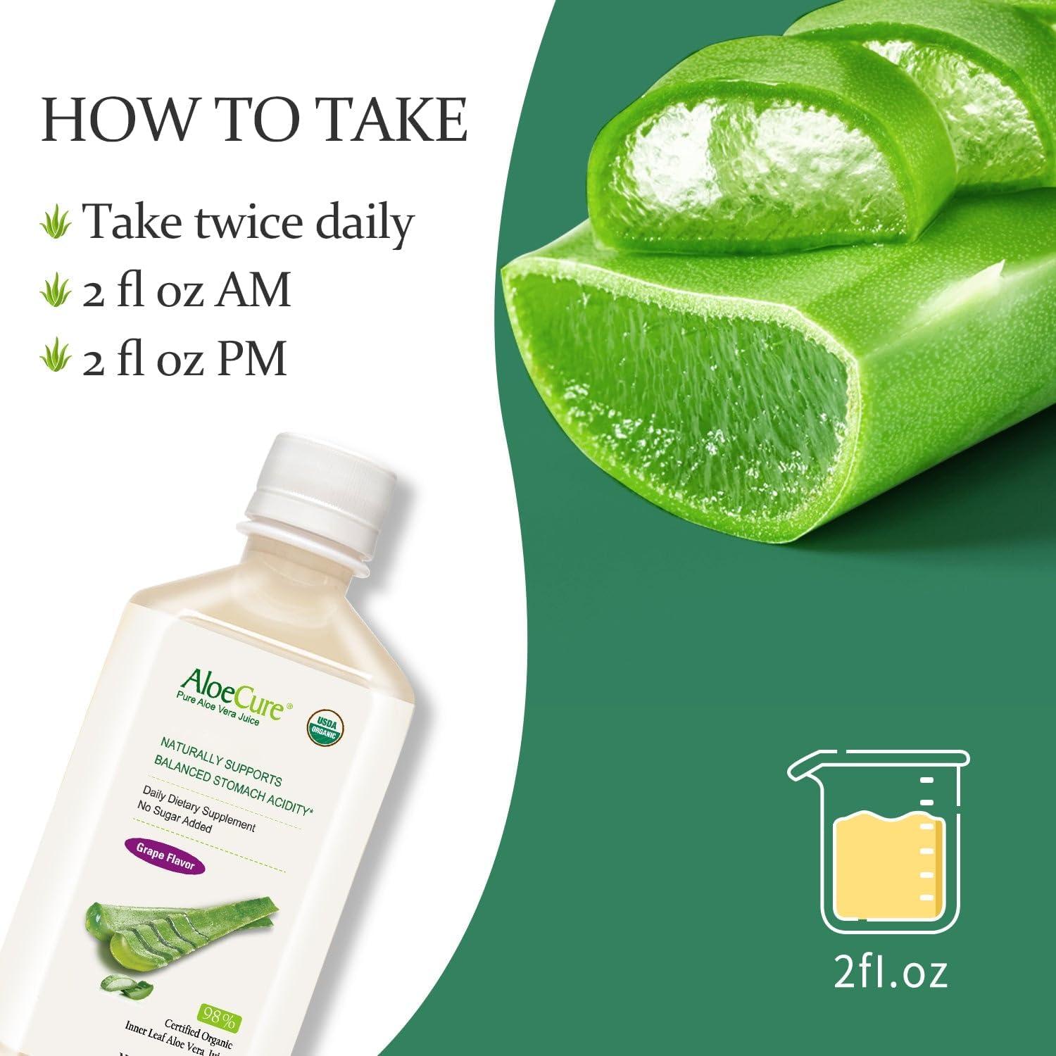 Jugo de Aloe Vera Orgánico AloeCure 473ml Sabor Uva