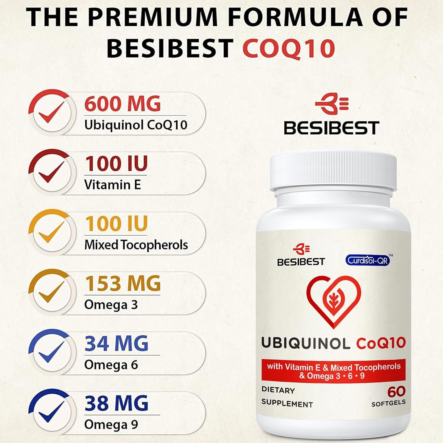 Suplemento Ubiquinol CoQ10 600mg Besibest 60 Cápsulas Blandas