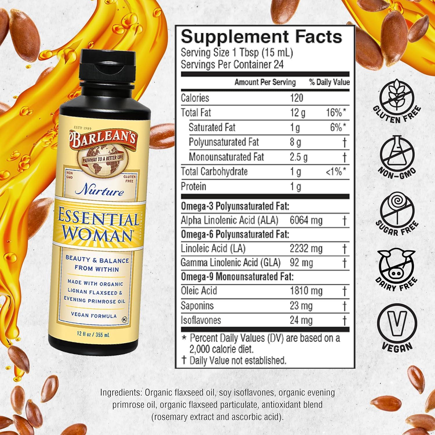 Suplemento Líquido Barlean's para Mujeres Omega 3 6 9 - 355 ml