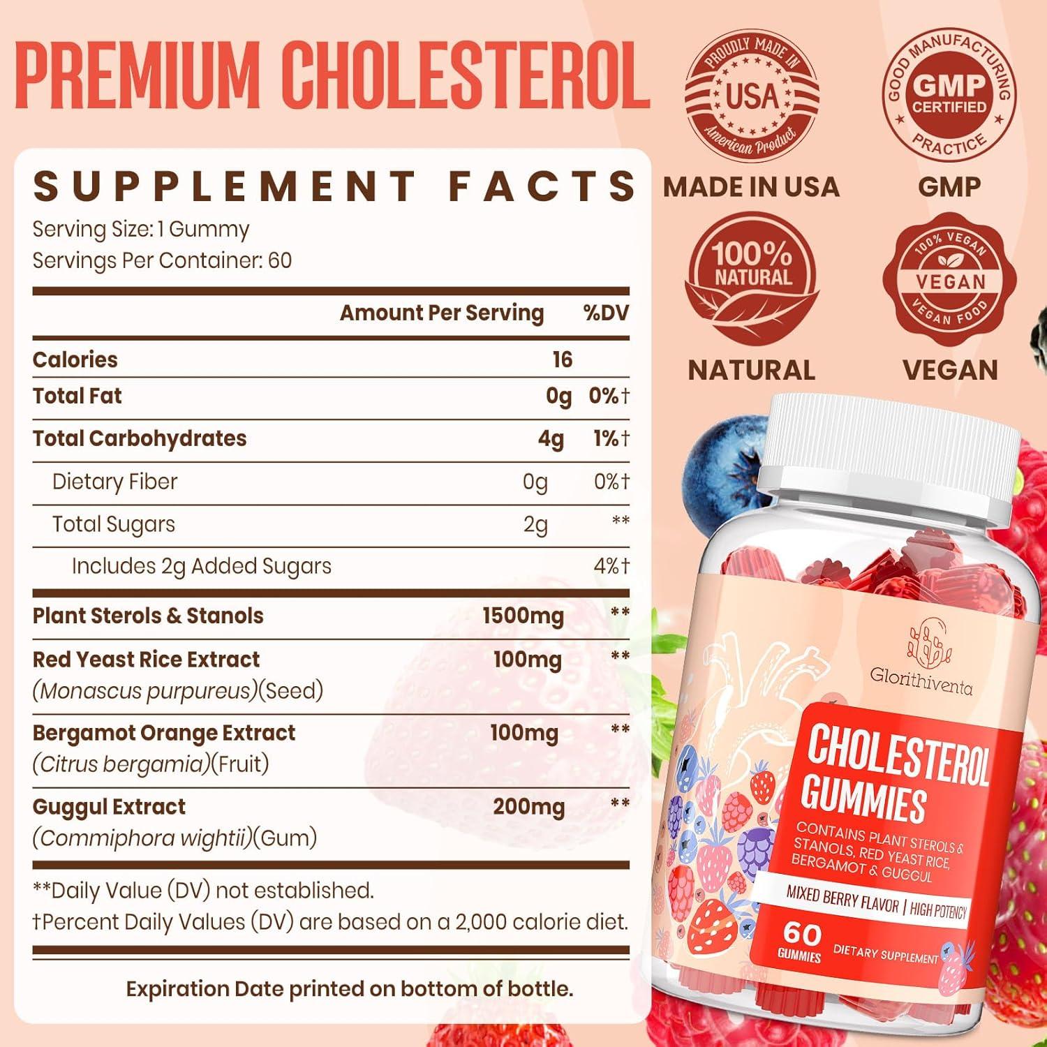 Suplemento de Colesterol Glorithiventa 120 Gomas Frutas Mixtas