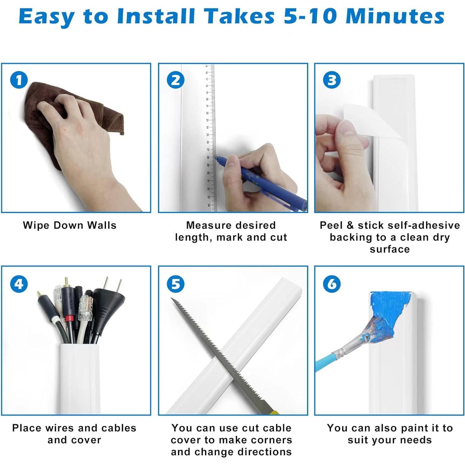 Cubierta de Cables para TV YCLYC 99cm Blanco Ocultador