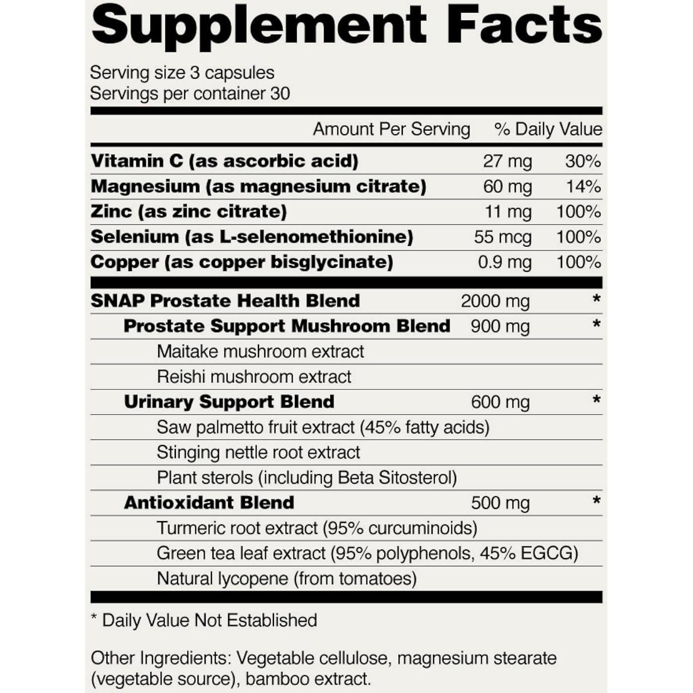 Suplemento Salud Prostática Snap Supplements 90 Cápsulas