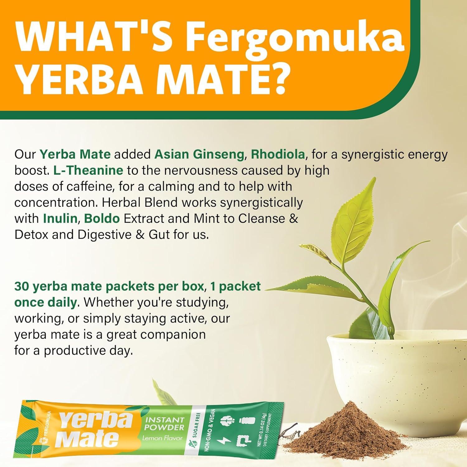 Yerba Mate Instantáneo Fergomuka 4000mg - 30 Paquetes Sin Azúcar