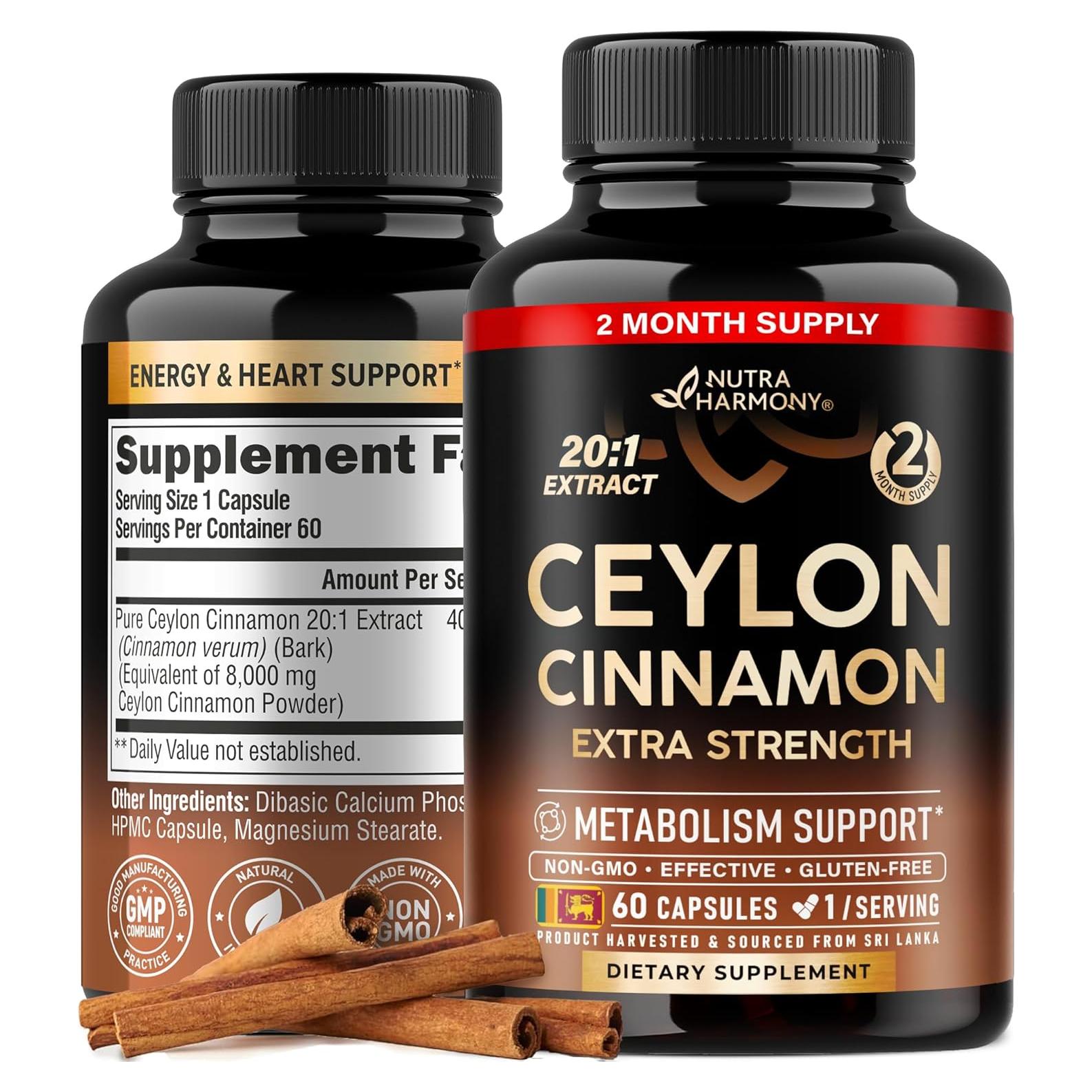 Cápsulas de Canela de Ceilán Nutra Harmony - 60 Unidades - Energía y Metabolismo