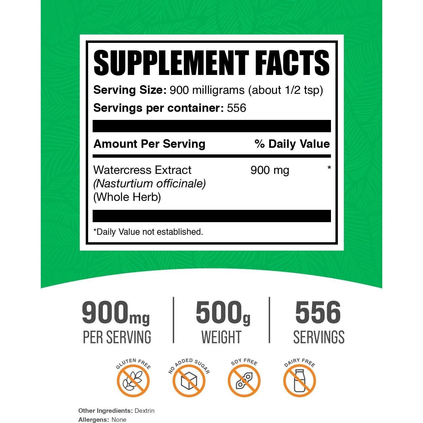Extracto de Berro en Polvo BulkSupplements 500g - Sin Gluten